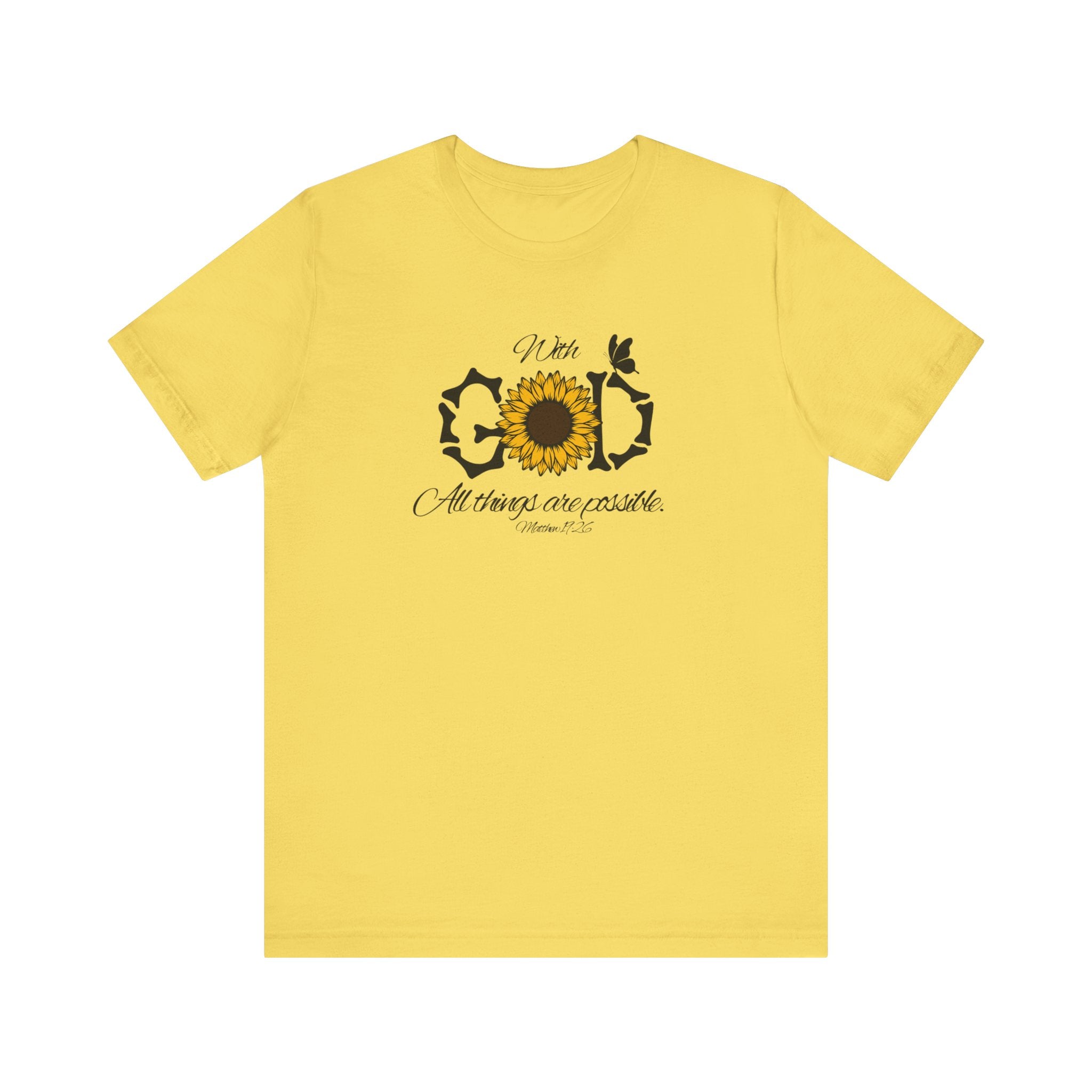With God, All Things Are Possible with Daisy design: Scripture T-shirt