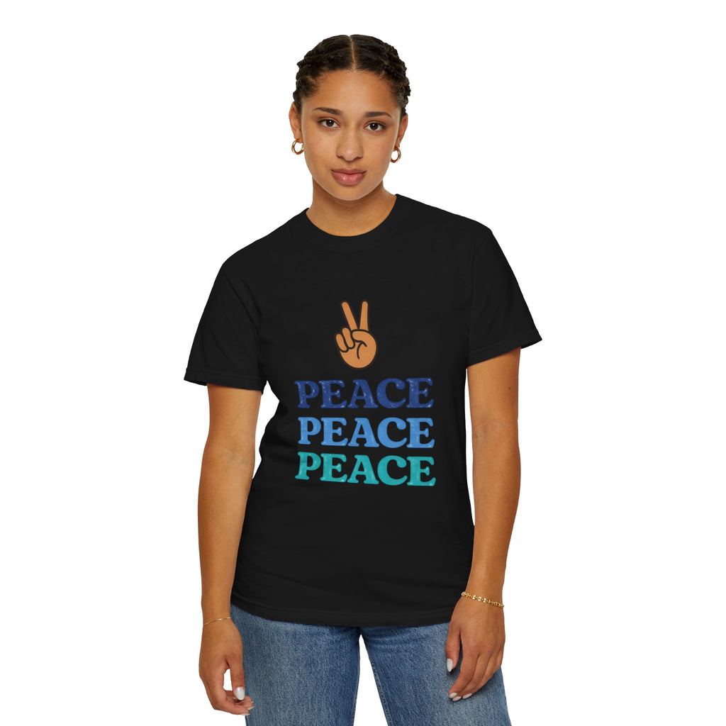 Peace Peace Peace T-Shirt — Retro Peace Sign Graphic Tee