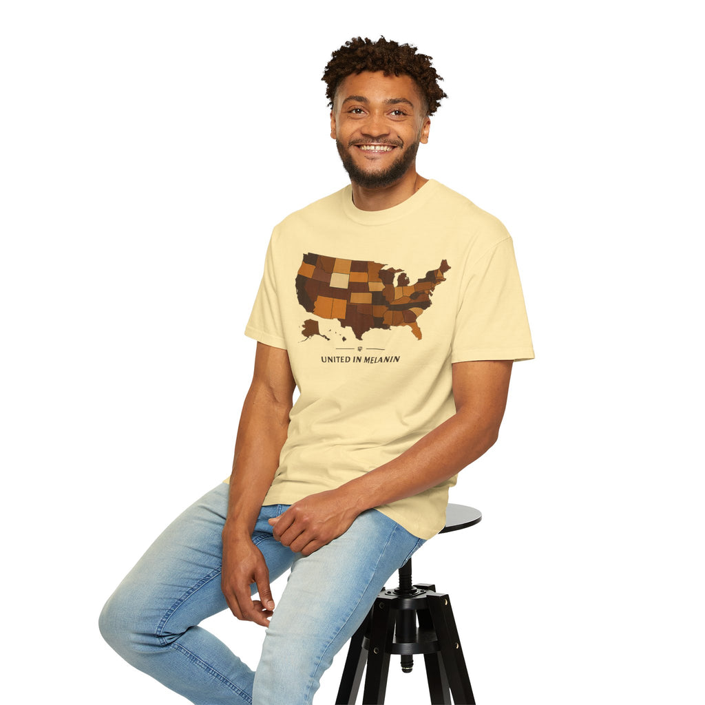 United in Melanin T-Shirt — Brown Shades USA Map Pride Tee