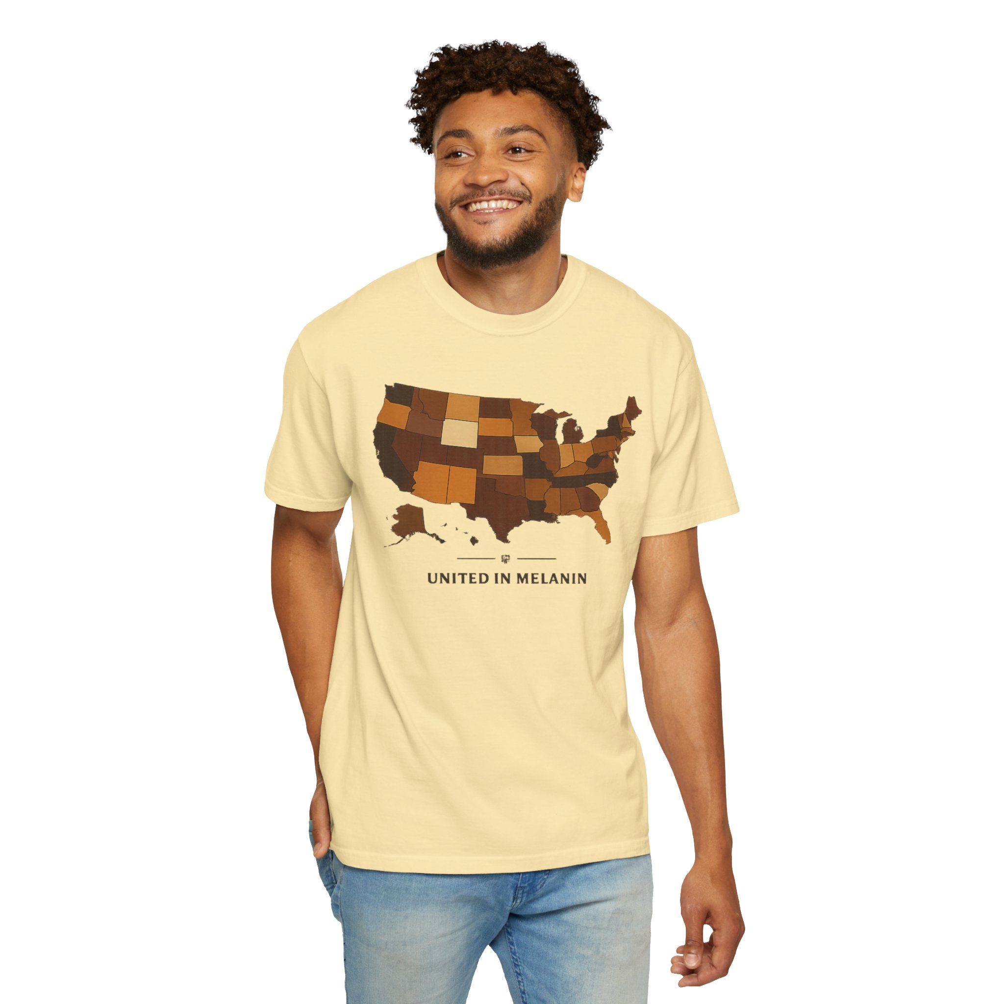 United in Melanin T-Shirt — Brown Shades USA Map Pride Tee