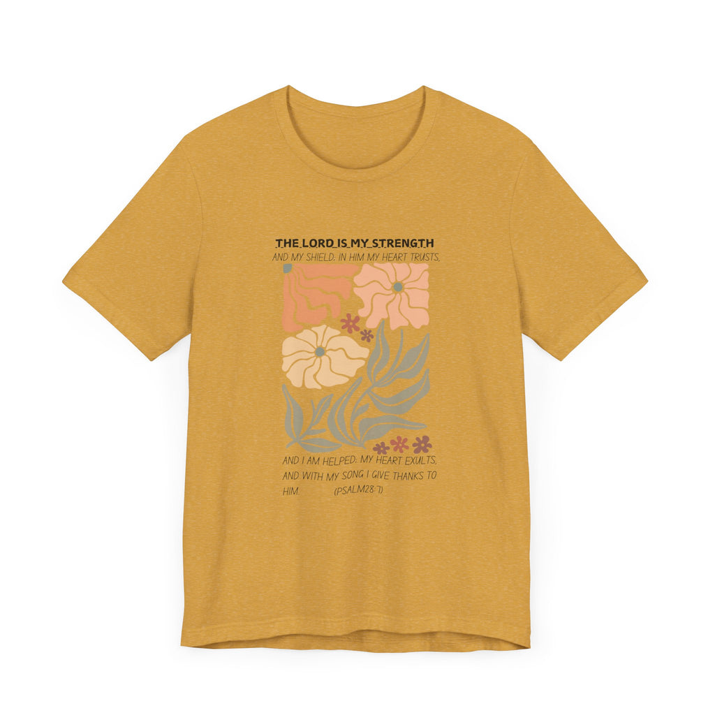 Boho Retro Flower T-shirt with Psalm 28:7 Tee
