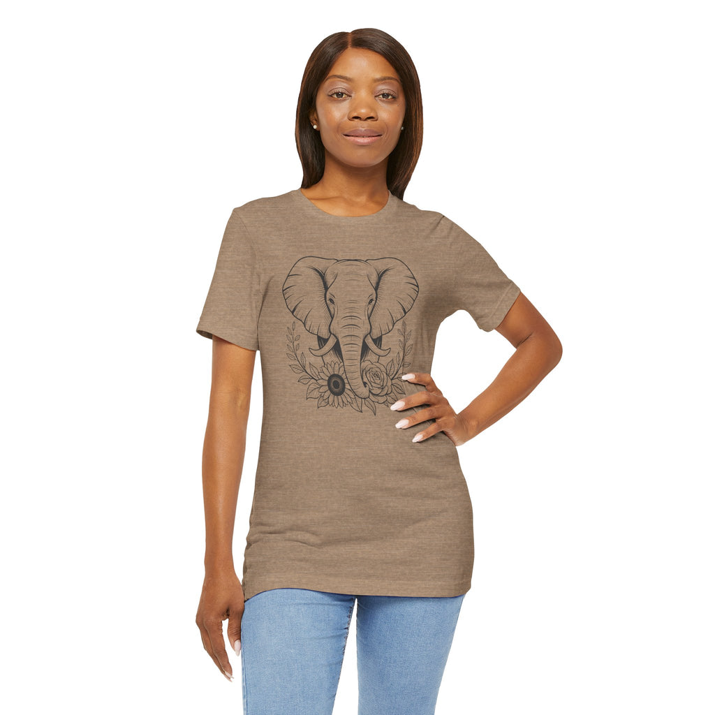 Elephant & Floral Strength T-Shirt — "Strength Meets Beauty"