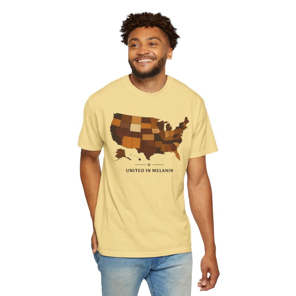 United in Melanin T-Shirt — Brown Shades USA Map Pride Tee