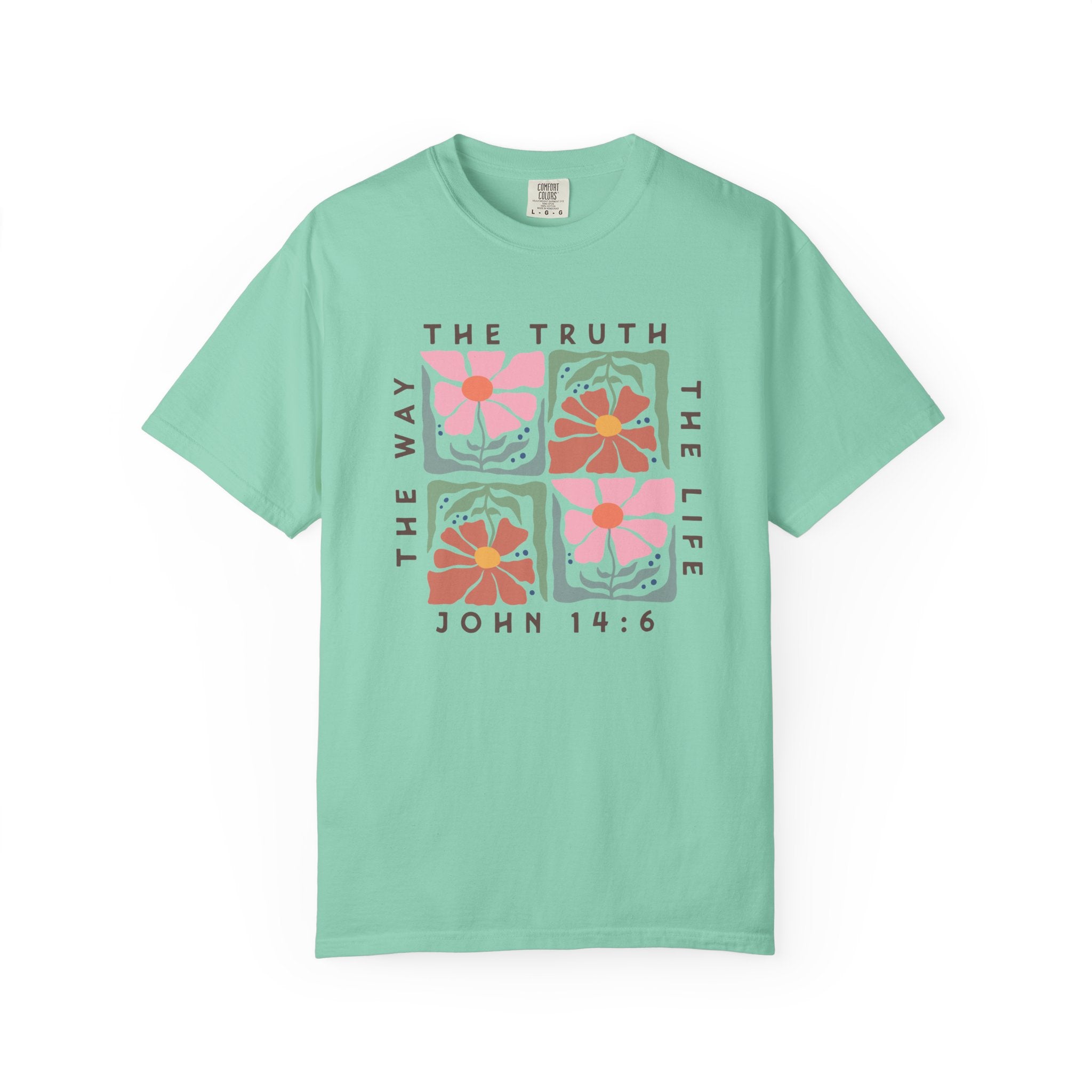 Christian Floral T-Shirt — “The Way The Truth The Life” John 14:6 Graphic Tee