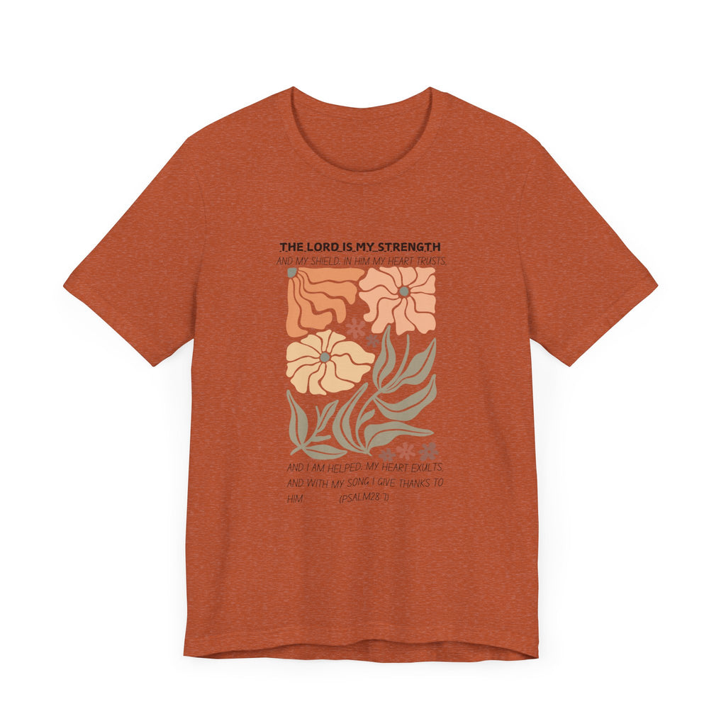 Boho Retro Flower T-shirt with Psalm 28:7 Tee