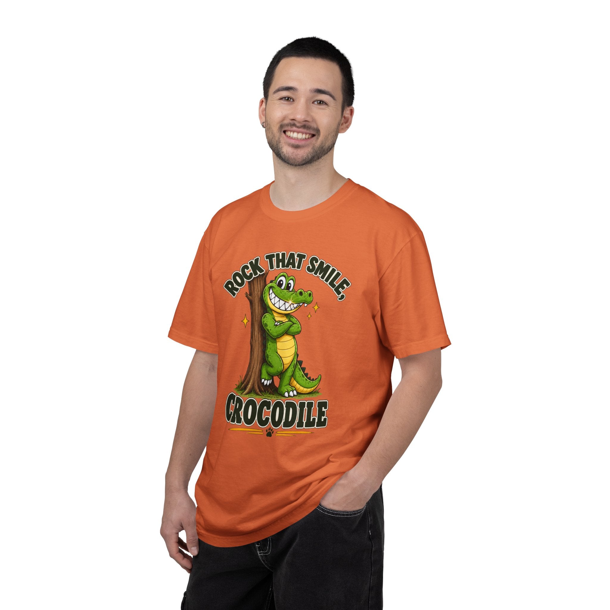 Rock That Smile Crocodile Adult Tee – Fun Graphic Crocodile Shirt