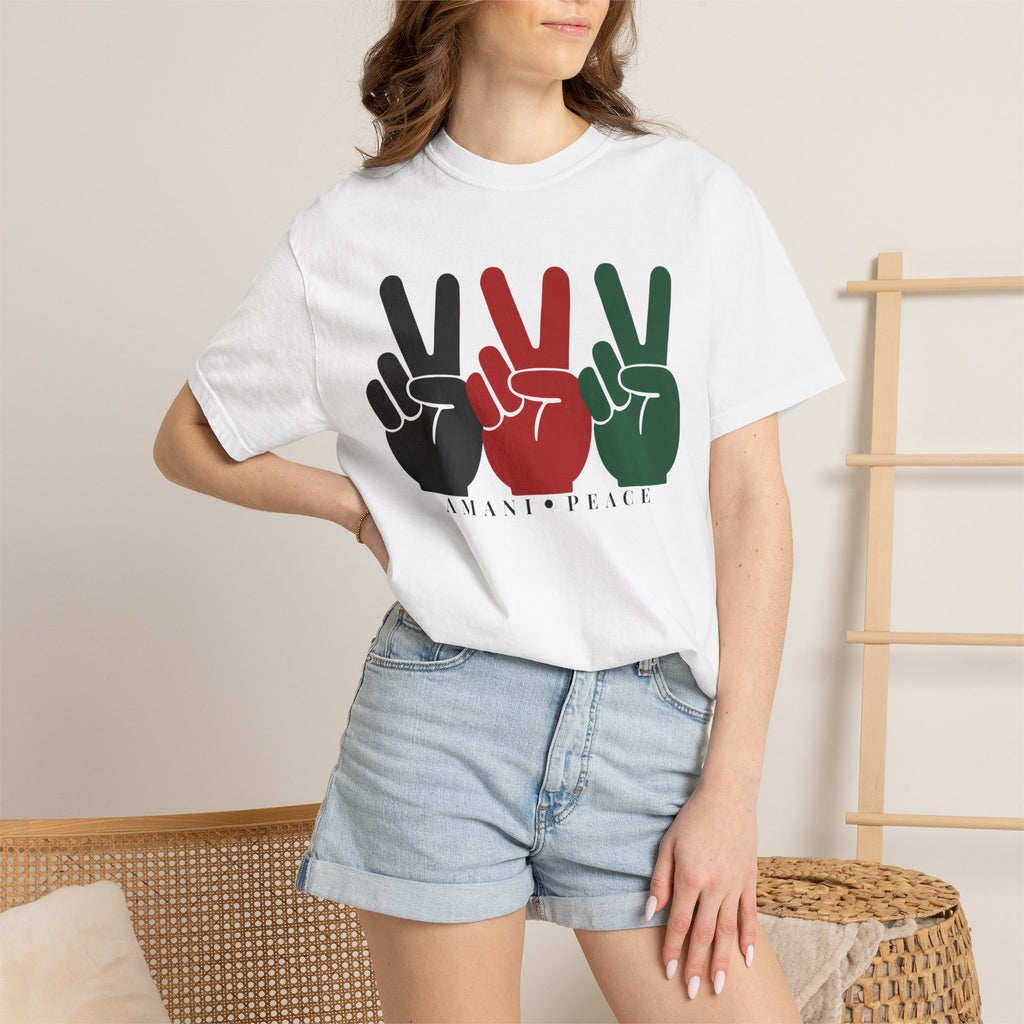 Peace Sign Trio T-Shirt — Black Red Green Retro Vibes