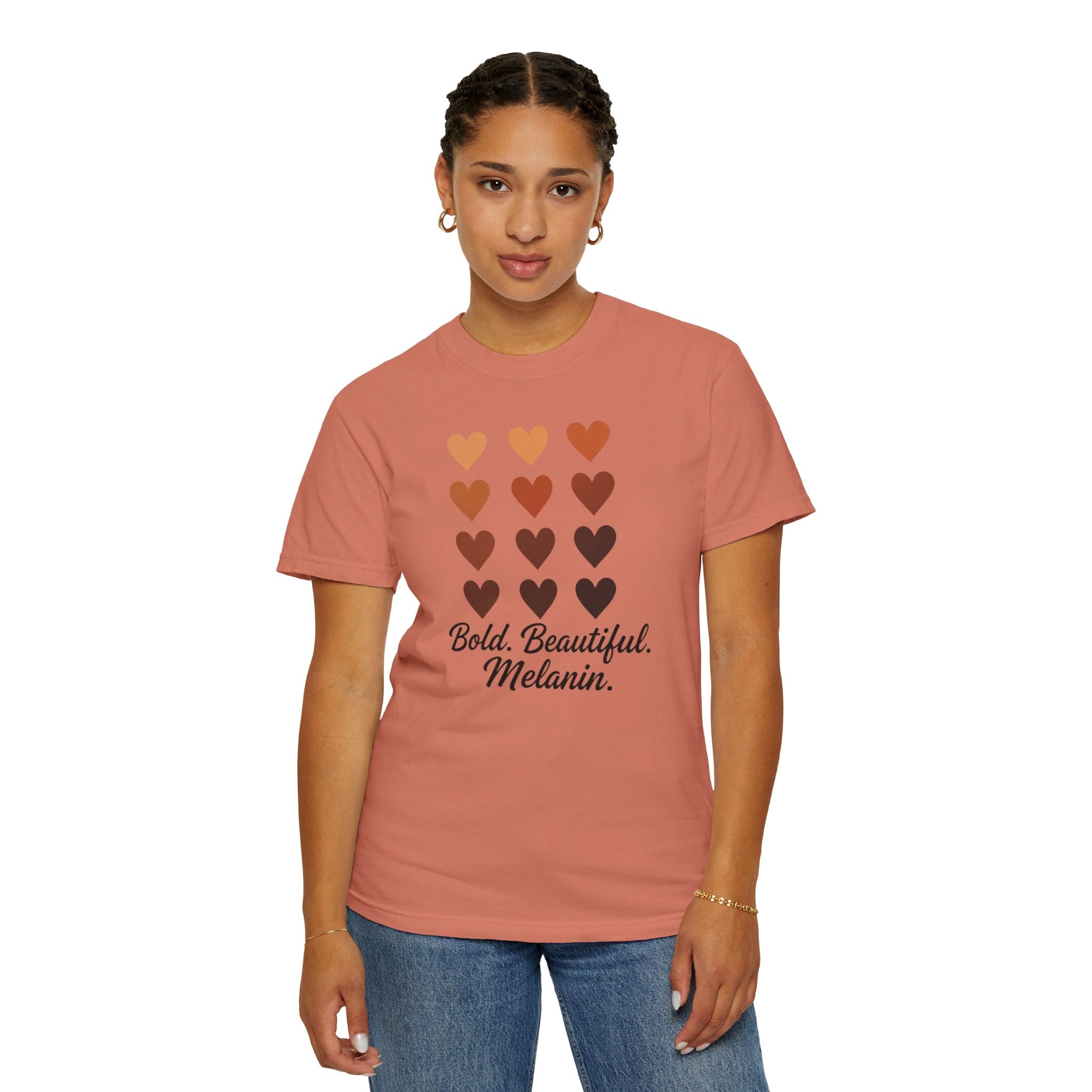 Bold Beautiful Melanin Hearts Tee