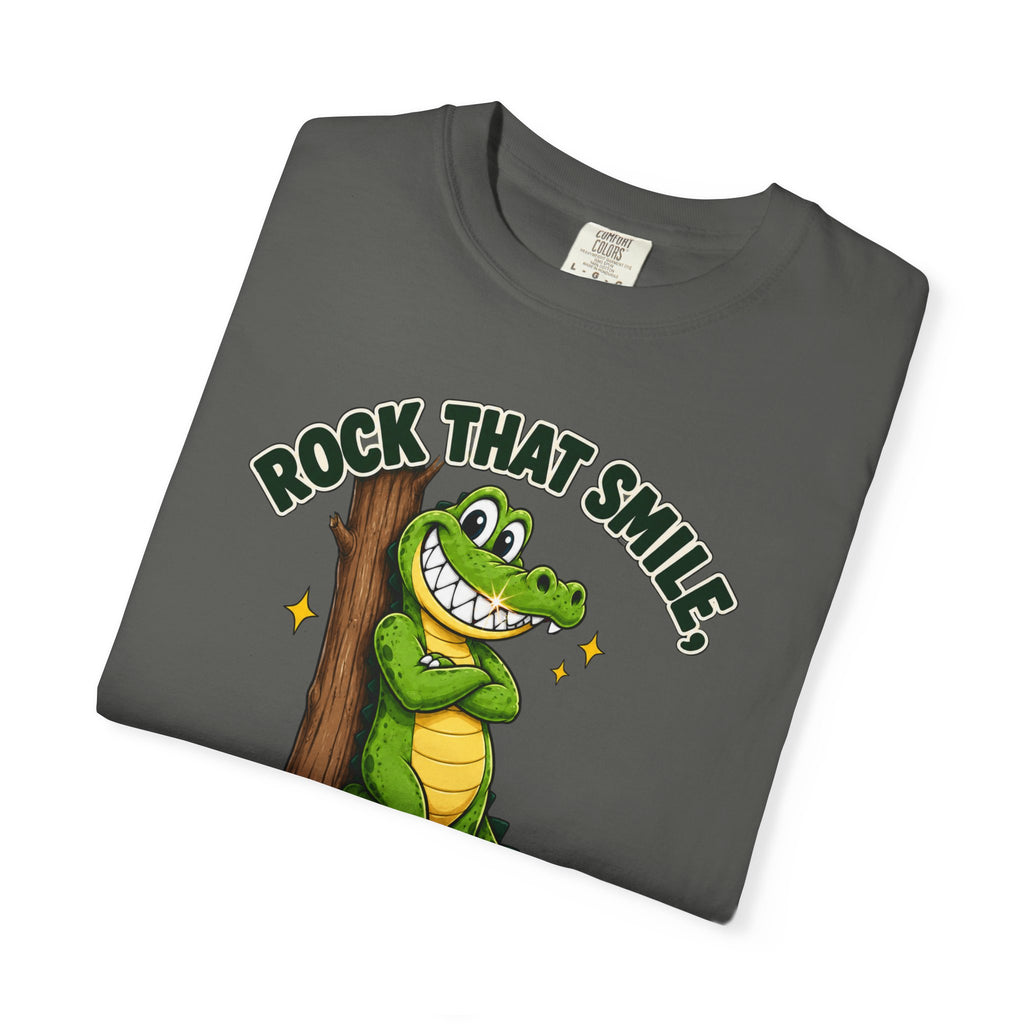 Rock That Smile Crocodile Adult Tee – Fun Graphic Crocodile Shirt
