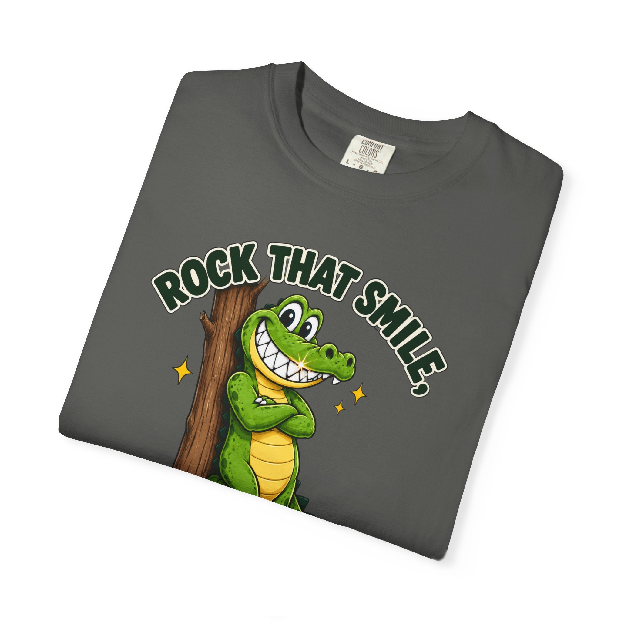 Rock That Smile Crocodile Adult Tee – Fun Graphic Crocodile Shirt