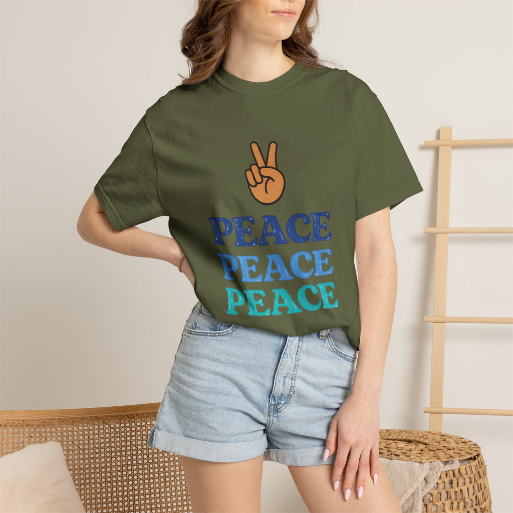 Peace Peace Peace T-Shirt — Retro Peace Sign Graphic Tee