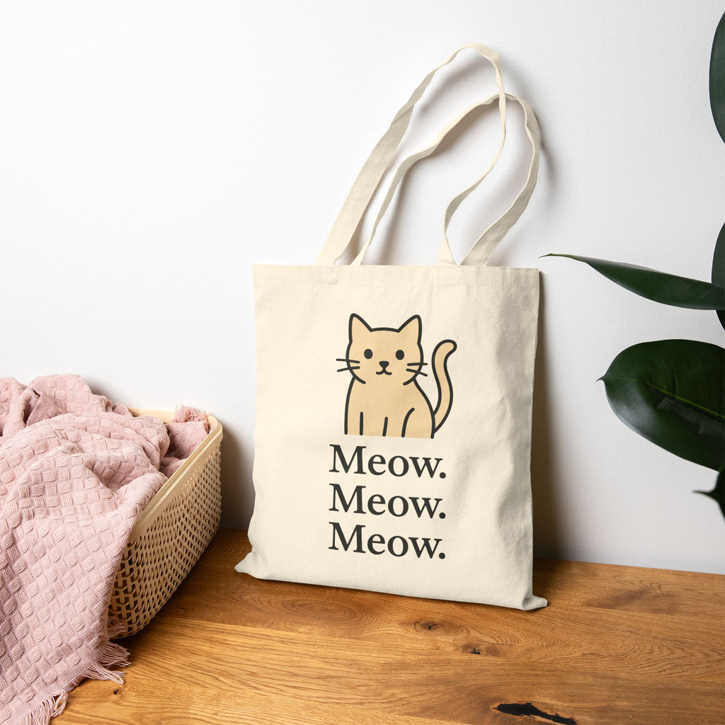 Meow Meow Meow Cute Minimal Cat Tote