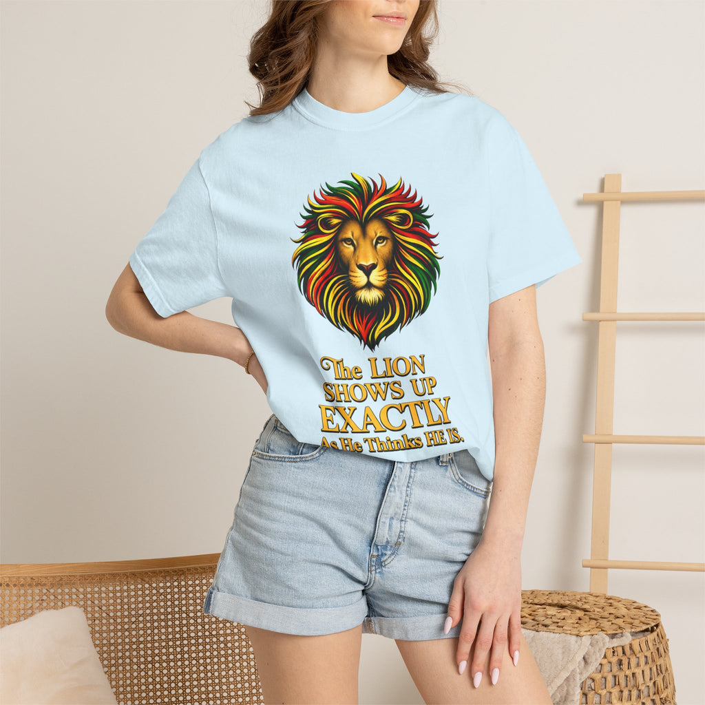 Lion T-Shirt — "The Lion Shows Up Exactly As He Thinks He Is" BLACK COLLECTION