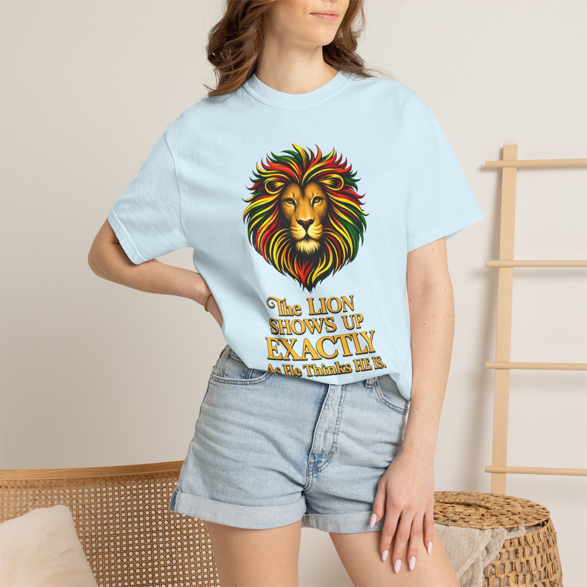 Lion T-Shirt — "The Lion Shows Up Exactly As He Thinks He Is" BLACK COLLECTION