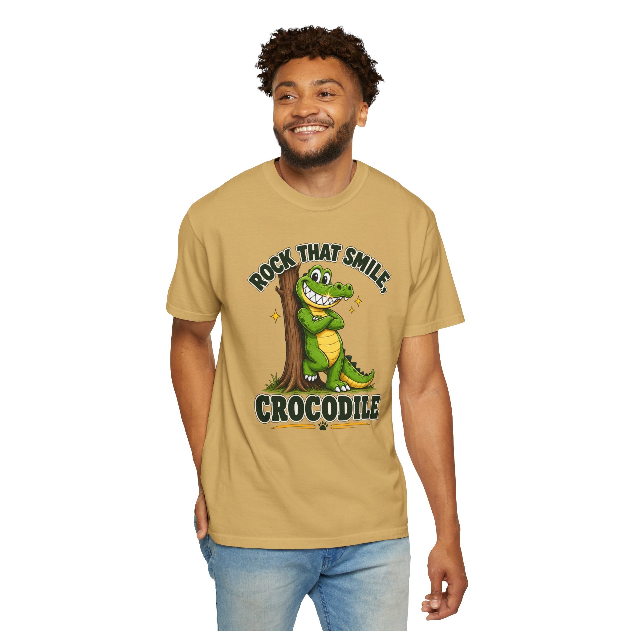 Rock That Smile Crocodile Adult Tee – Fun Graphic Crocodile Shirt