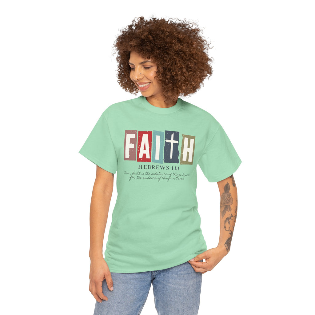 Funky Christian Tee - Colorful FAITH Design - Hebrews 11:1