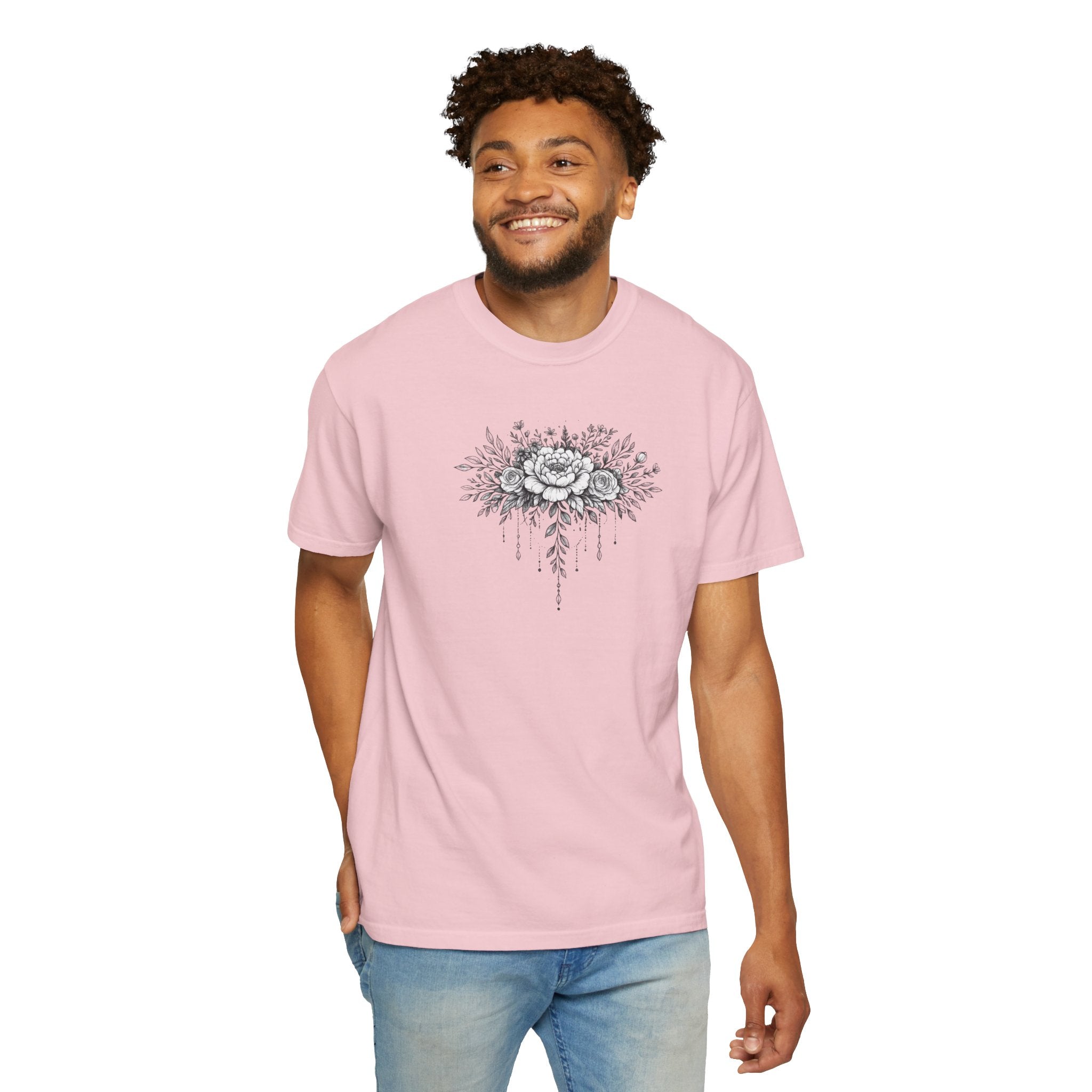 Floral Sketch T-Shirt — Vintage Black Rose Illustration