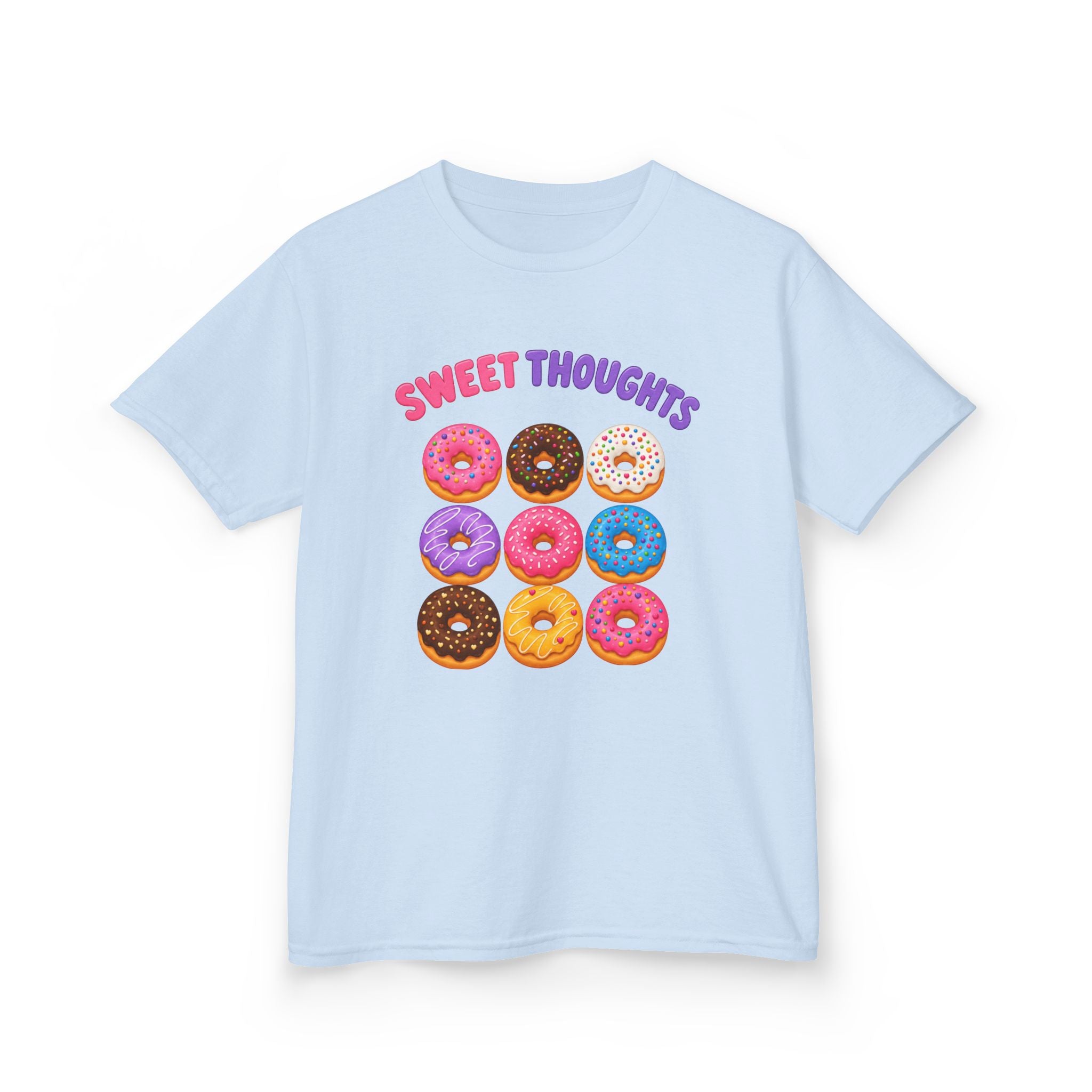 Sweet Thoughts Donut Girls’ Tee – Colorful Sprinkle Donut Shirt