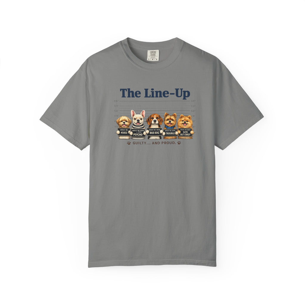 The Line-Up Cute Dog Mugshot T-Shirt — "Guilty and Adorable"
