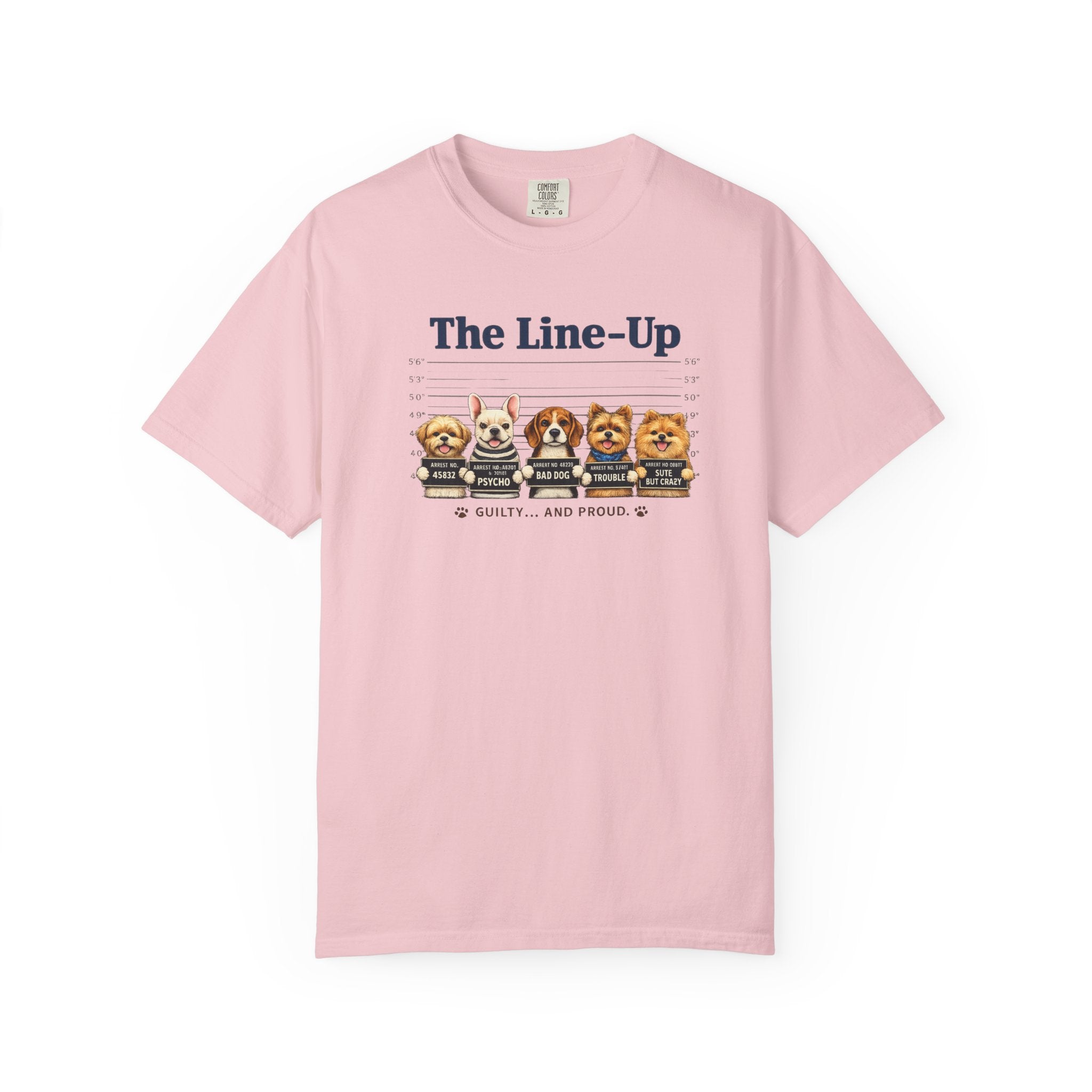The Line-Up Cute Dog Mugshot T-Shirt — "Guilty and Adorable"