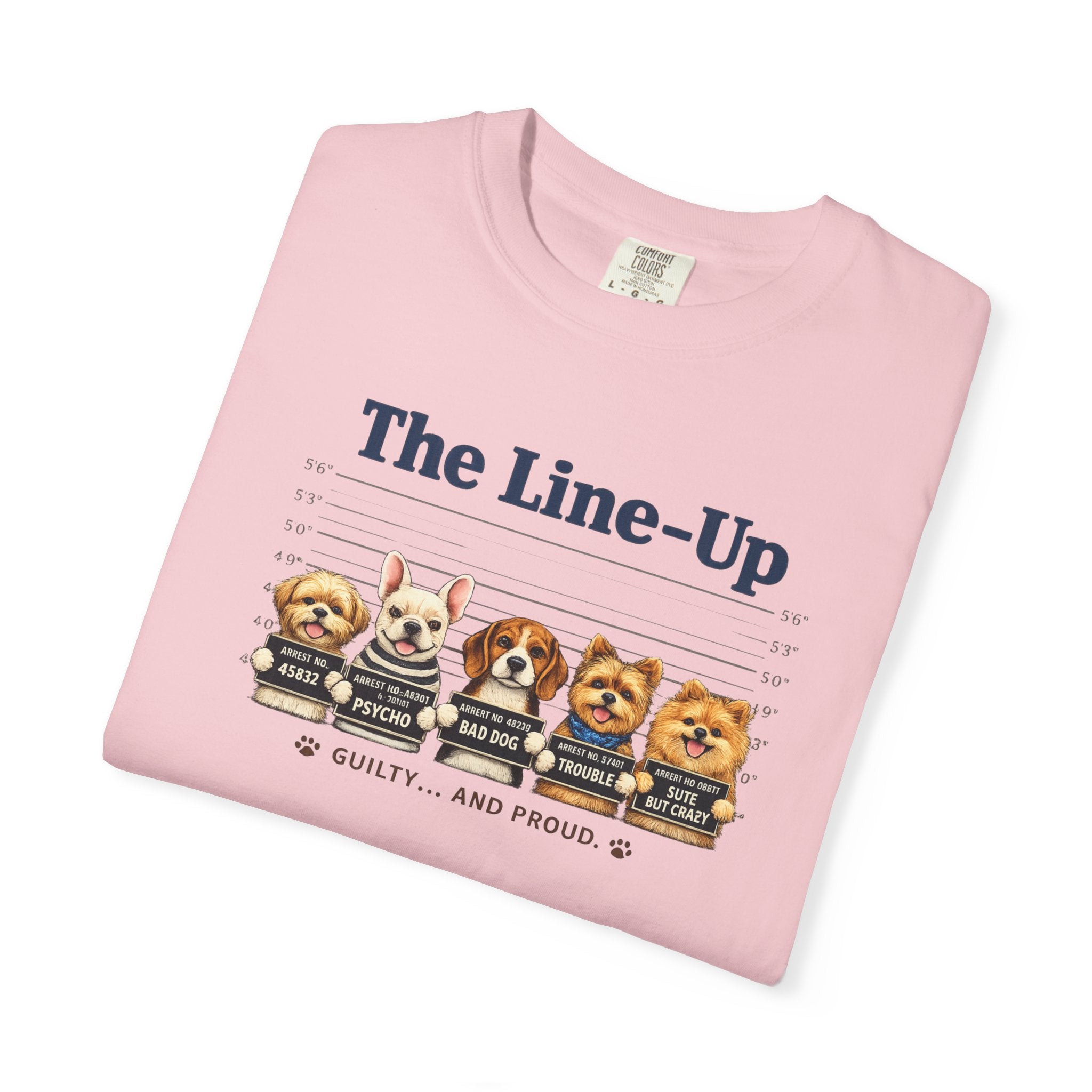 The Line-Up Cute Dog Mugshot T-Shirt — "Guilty and Adorable"