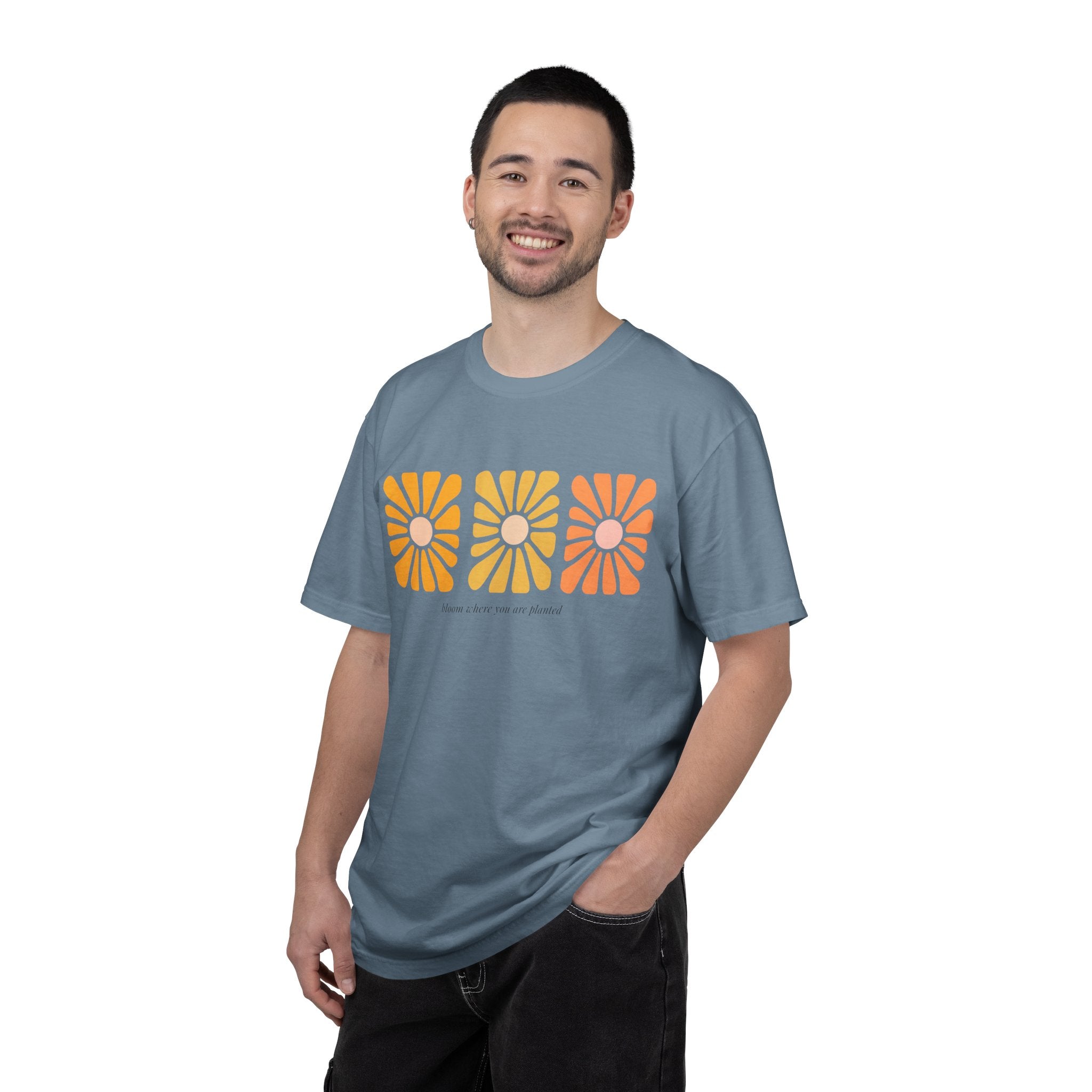 Retro 3-Daisy Graphic T-Shirt — "Bloom in the Present"