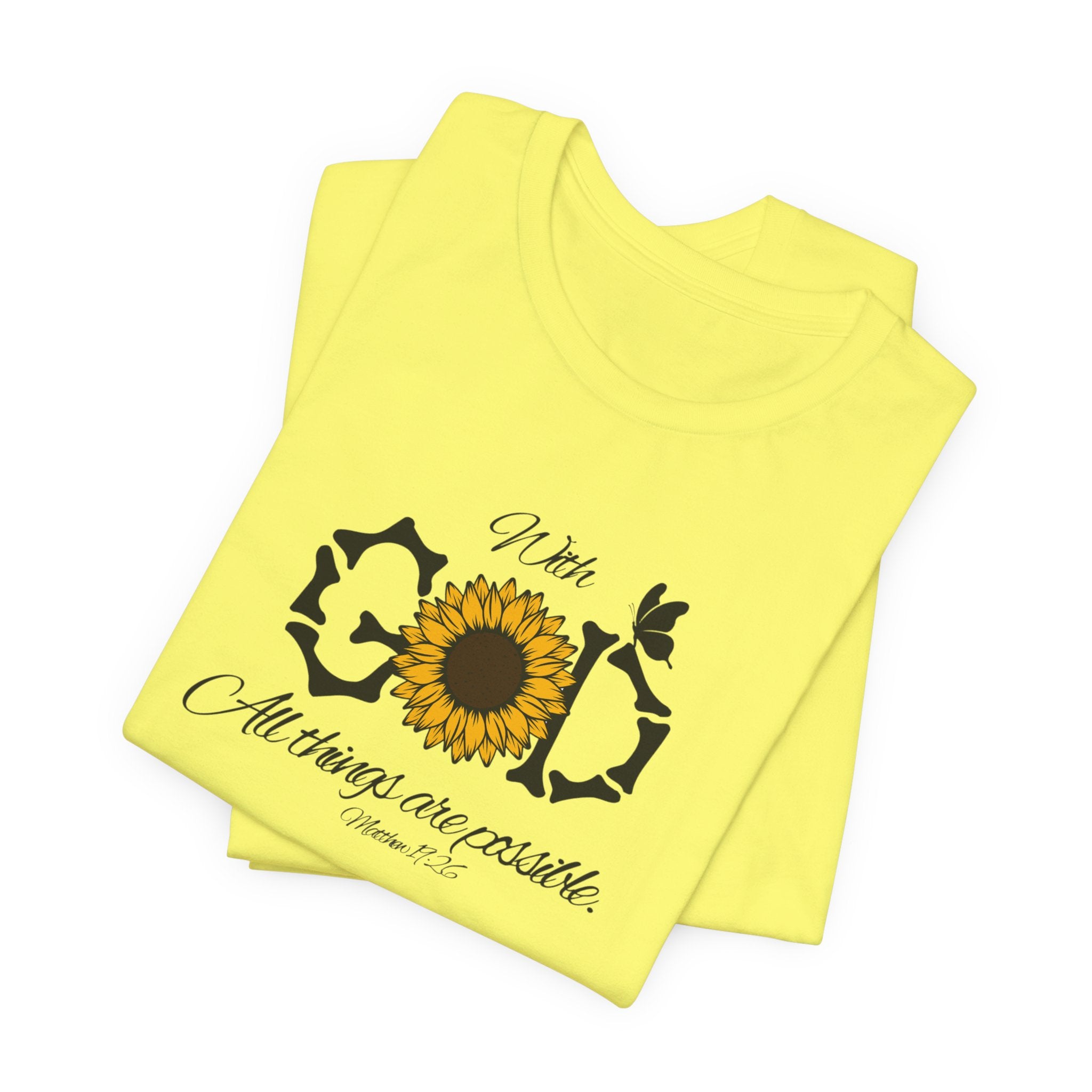 With God, All Things Are Possible with Daisy design: Scripture T-shirt