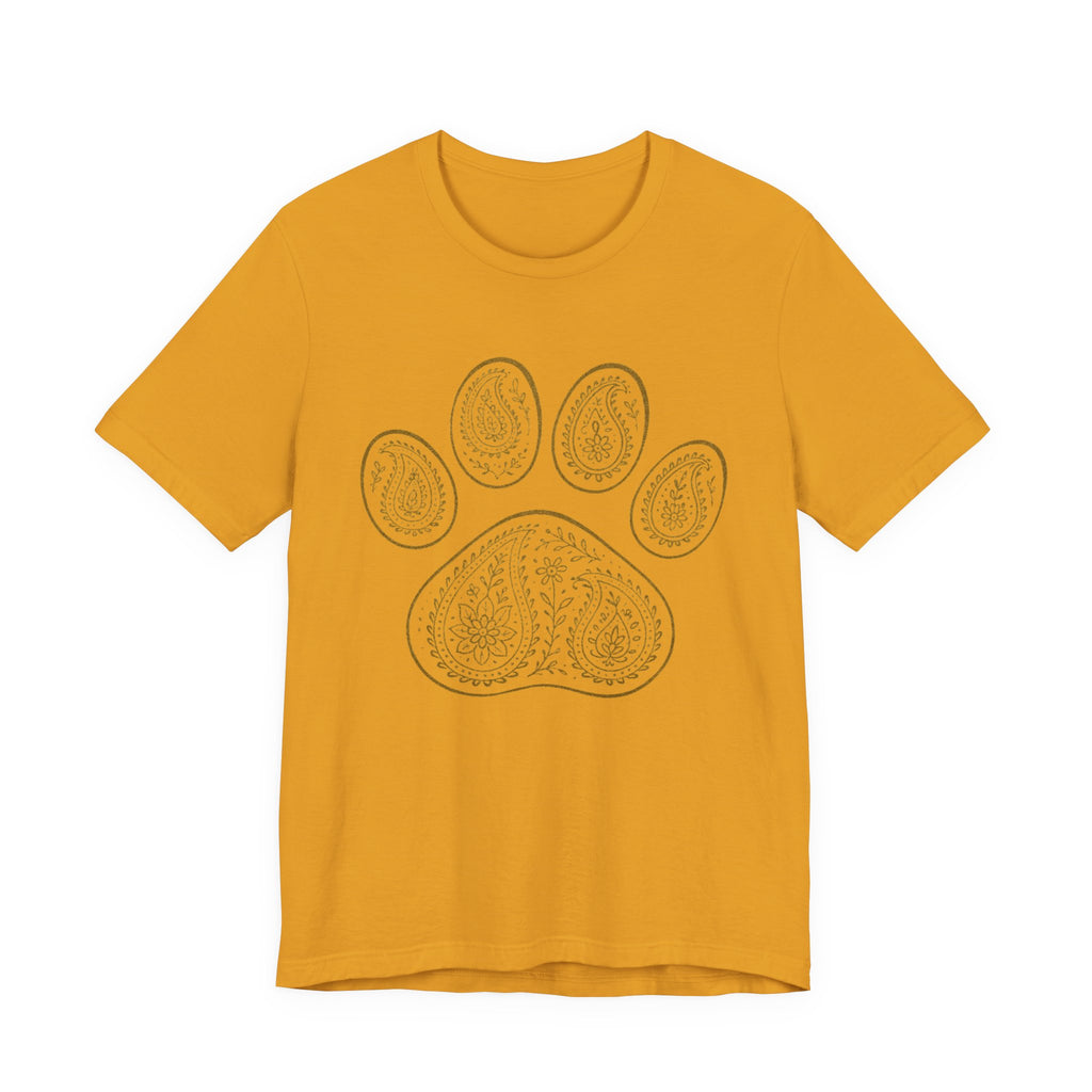 Gold Paisley Paw Print Tee