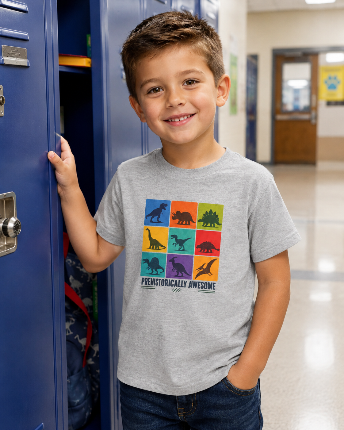 Kids- Prehistorically Awesome™ Dinosaur T-Shirt – Colorful Dino