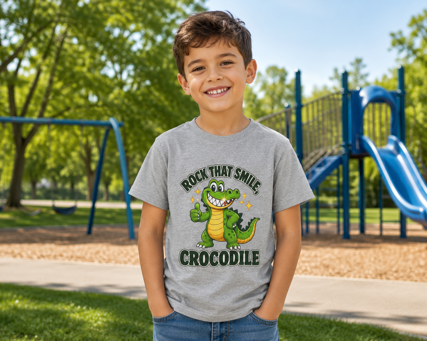 Rock That Smile Crocodile Kids’ Tee – Fun Smiling Crocodile Shirt