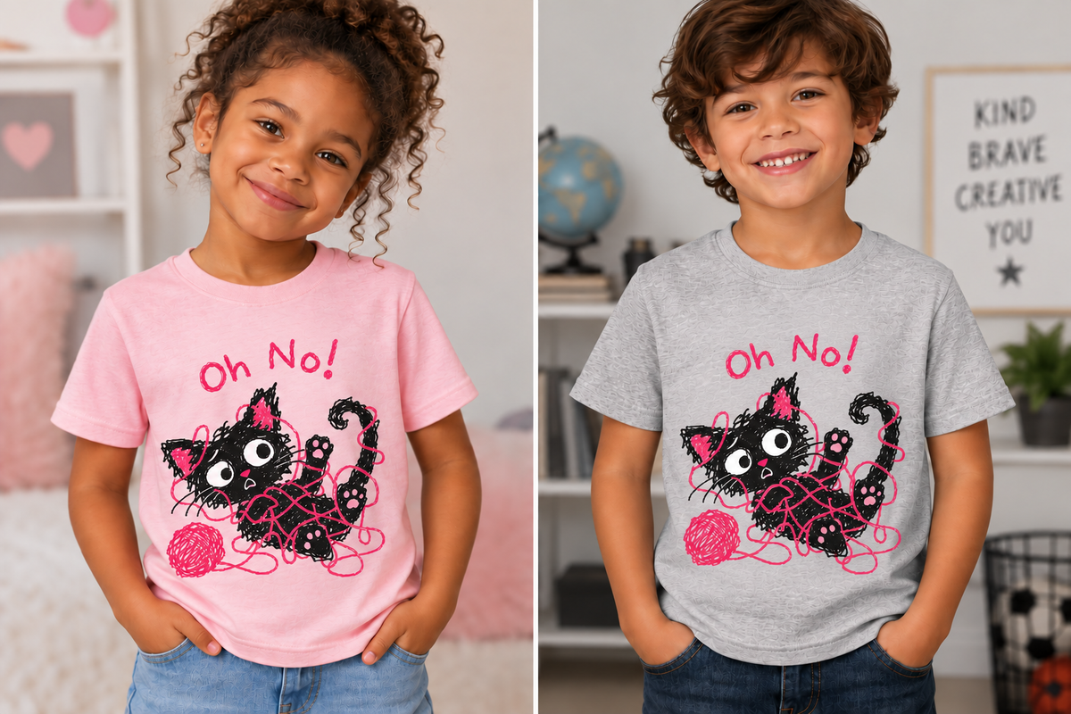 Oh No! Tangled Kitten™ | Kids Graphic Tee