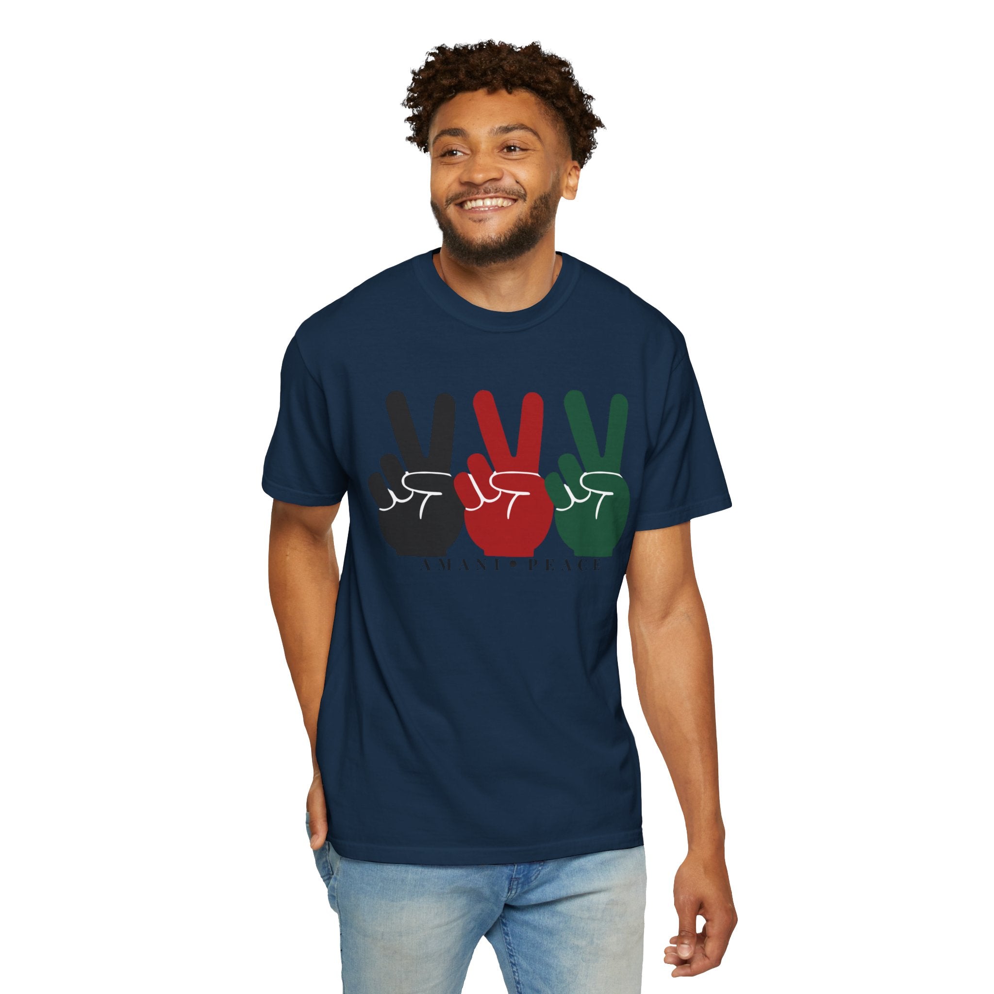Peace Sign Trio T-Shirt — Black Red Green Retro Vibes