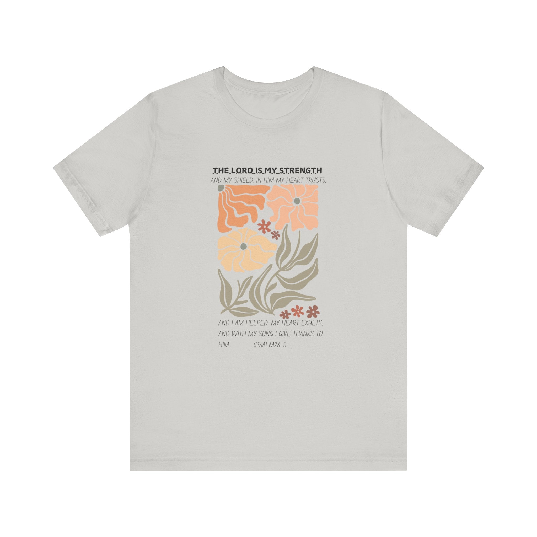 Boho Retro Flower T-shirt with Psalm 28:7 Tee