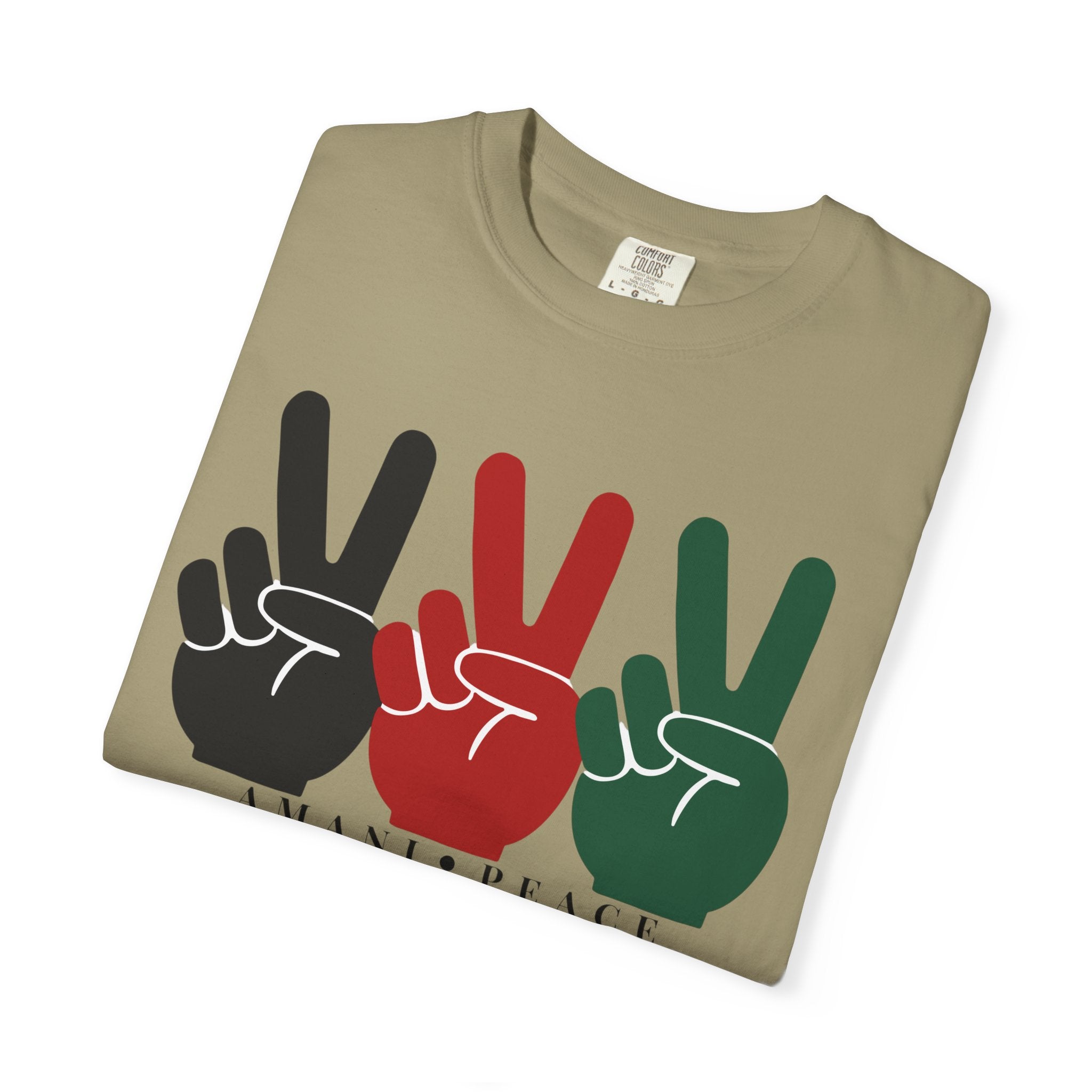 Peace Sign Trio T-Shirt — Black Red Green Retro Vibes