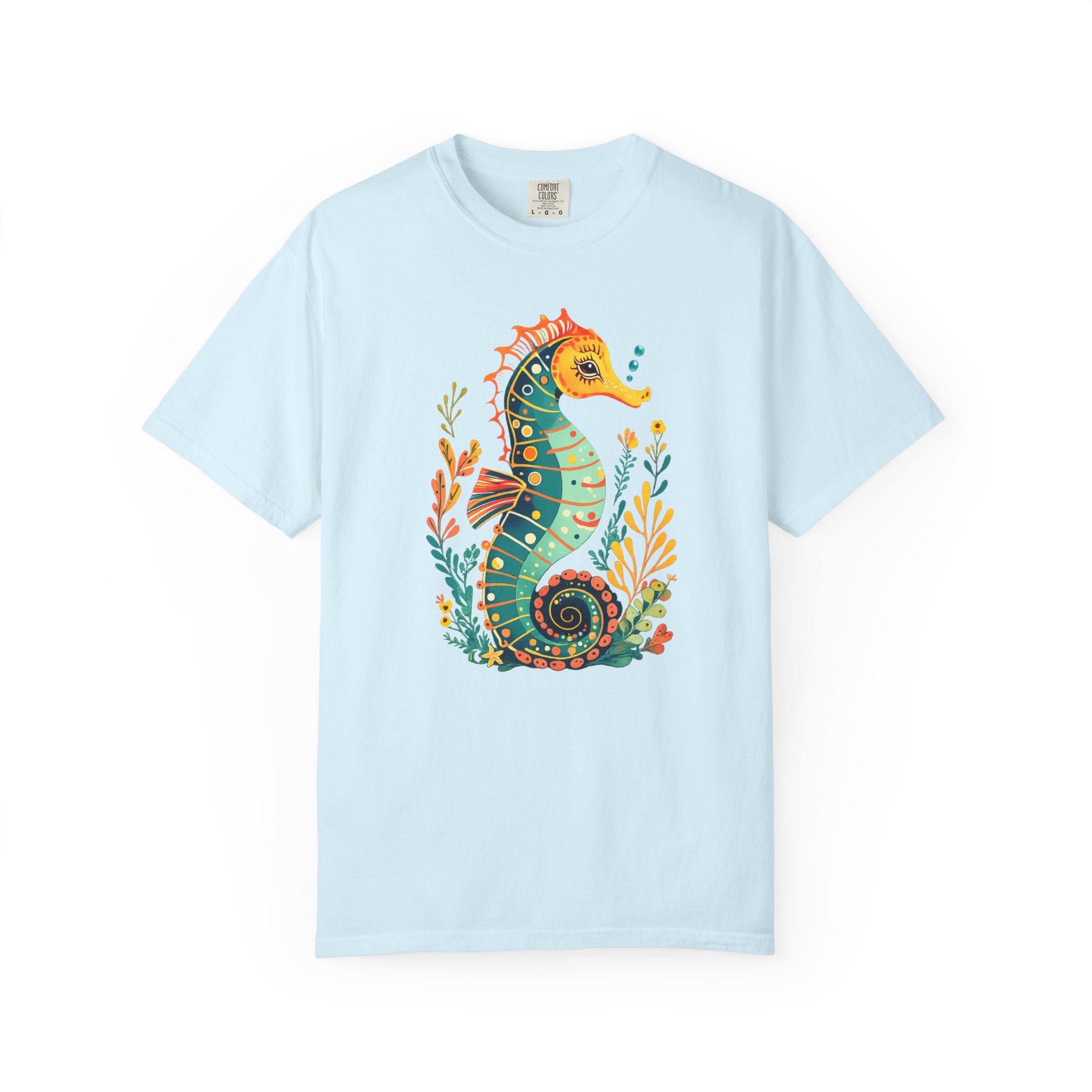 Seahorse Floral T-Shirt — Colorful Ocean Illustration Tee