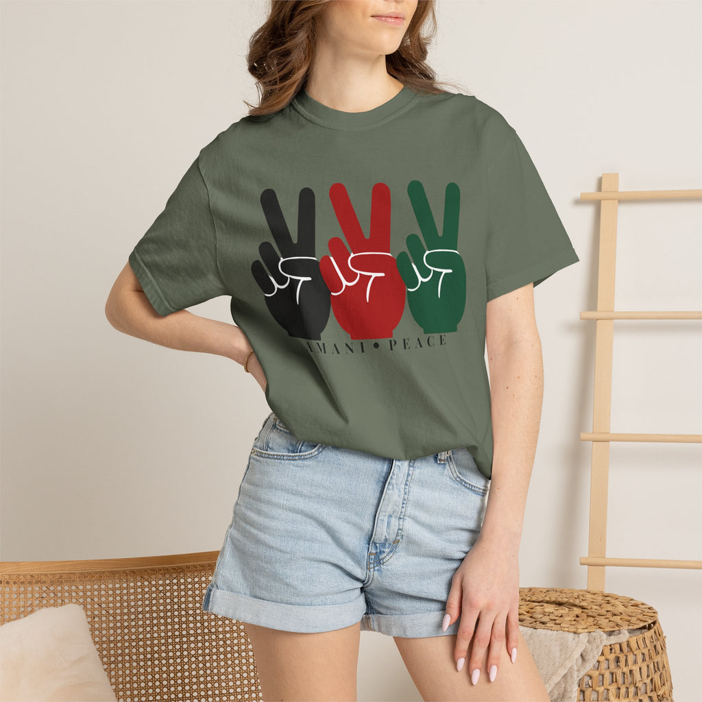 Peace Sign Trio T-Shirt — Black Red Green Retro Vibes