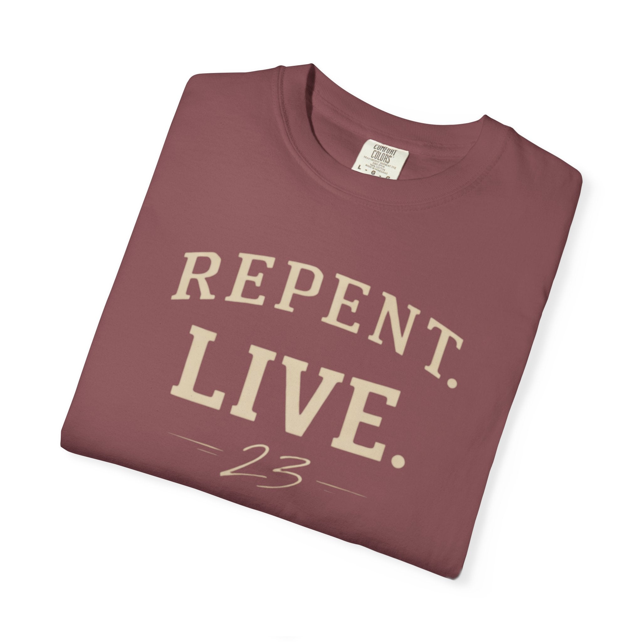 REPENT. LIVE. Faith T-Shirt — Bold Minimal Christian Tee