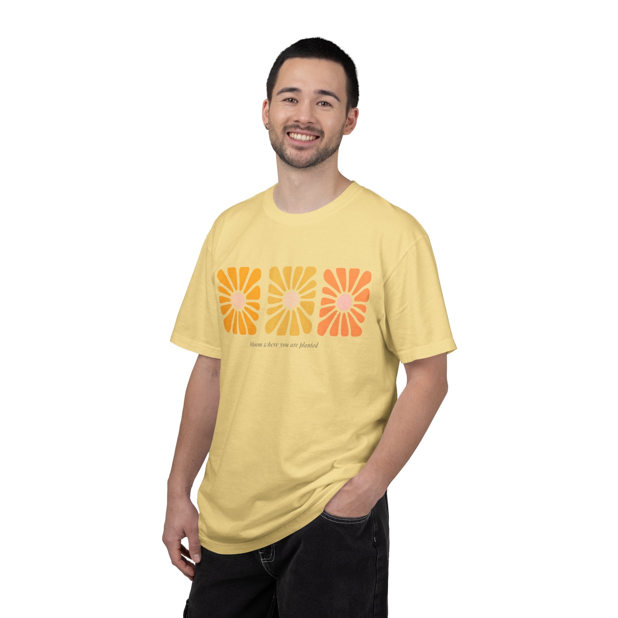 Retro 3-Daisy Graphic T-Shirt — "Bloom in the Present"