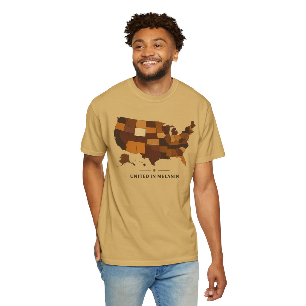 United in Melanin T-Shirt — Brown Shades USA Map Pride Tee