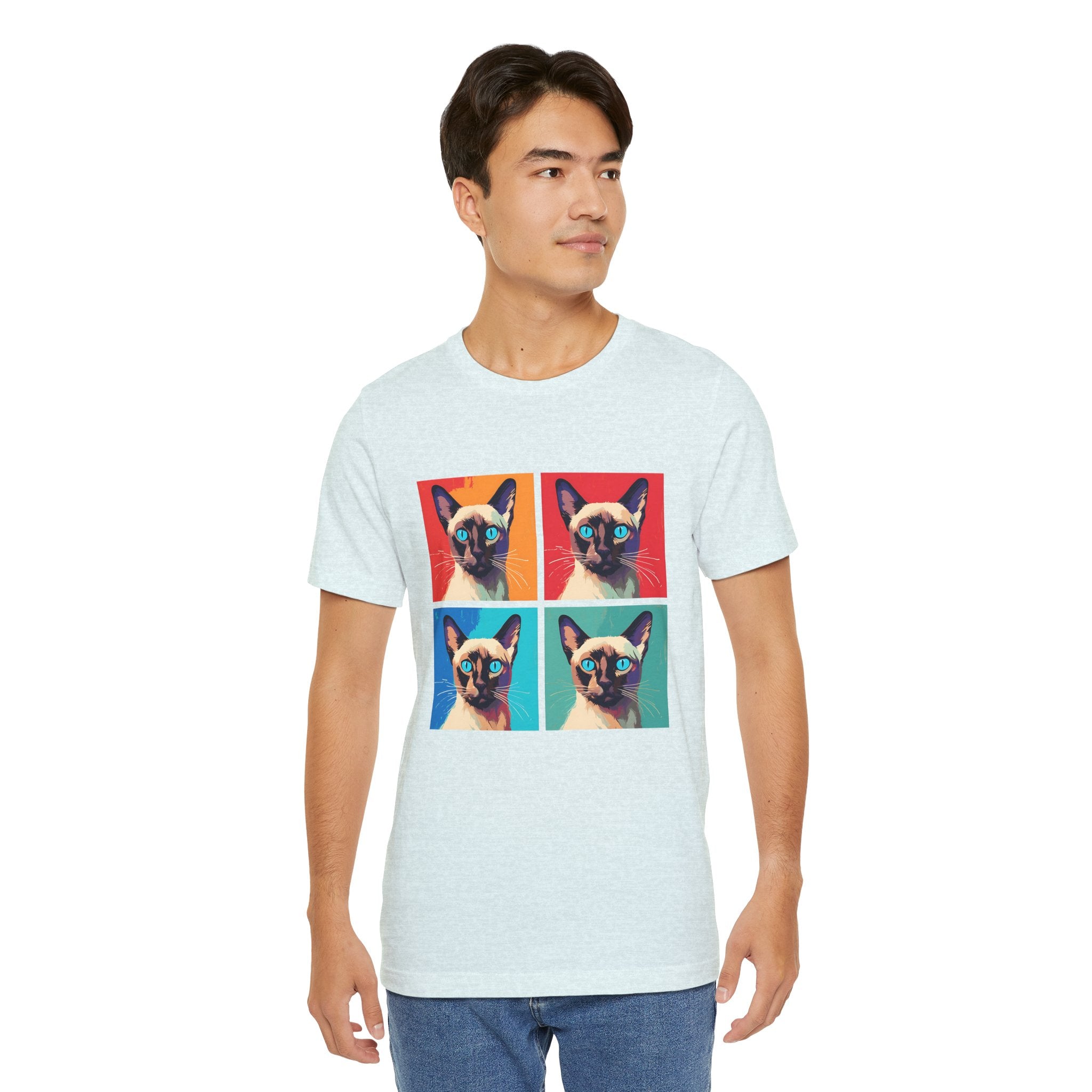 Colorful Siamese Cat Tee, Fun Graphic T-Shirt, Cat Lover Gift, Pop Art Style, Unique Animal Shirt, Casual Wear, Birthday Present