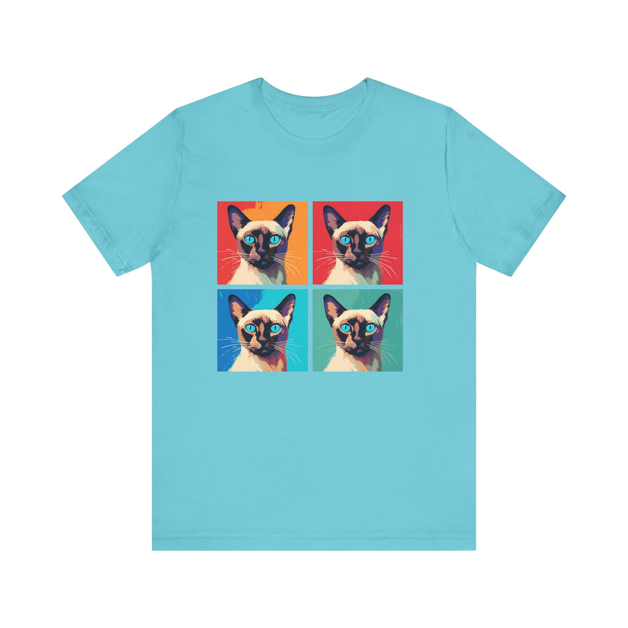 Colorful Siamese Cat Tee, Fun Graphic T-Shirt, Cat Lover Gift, Pop Art Style, Unique Animal Shirt, Casual Wear, Birthday Present