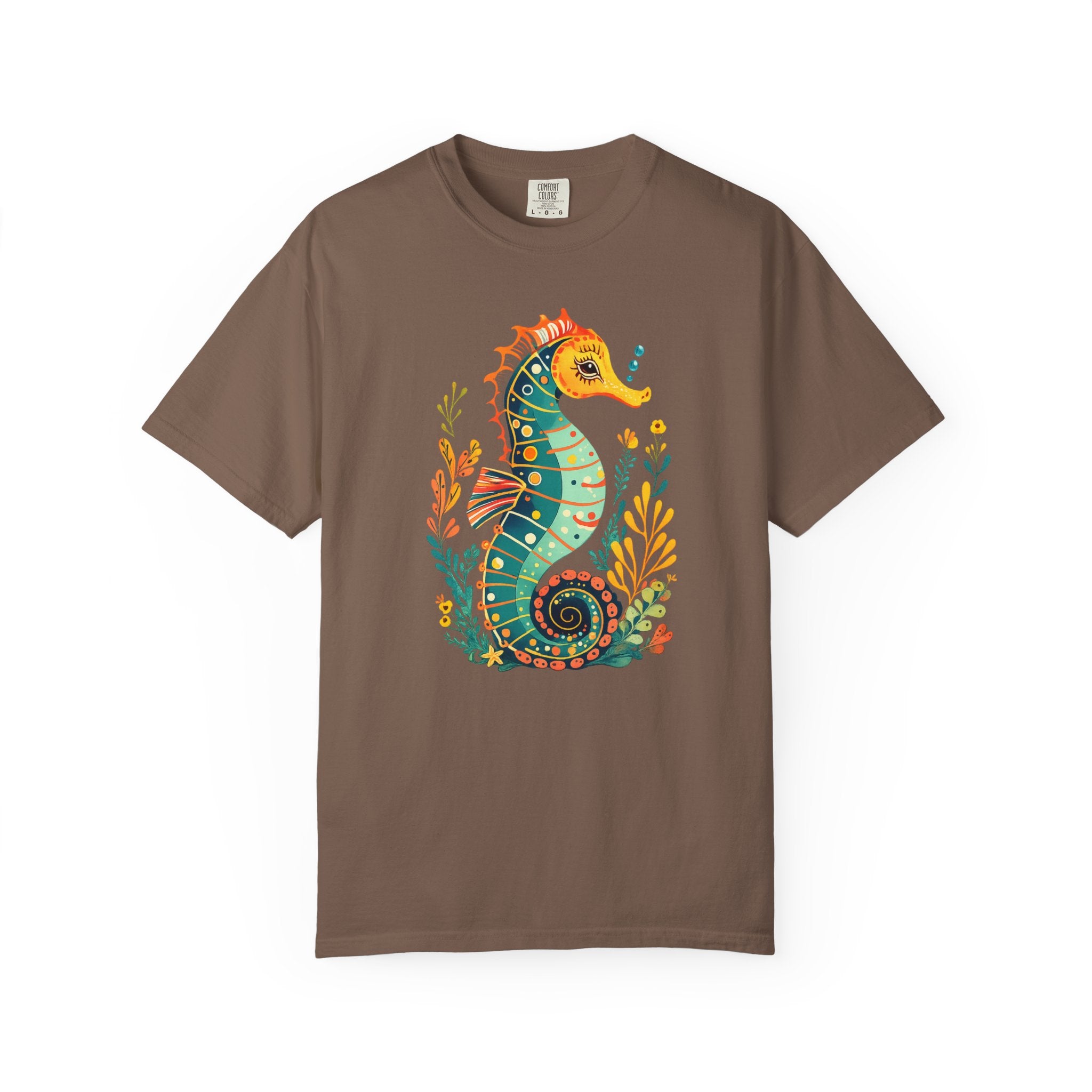 Seahorse Floral T-Shirt — Colorful Ocean Illustration Tee