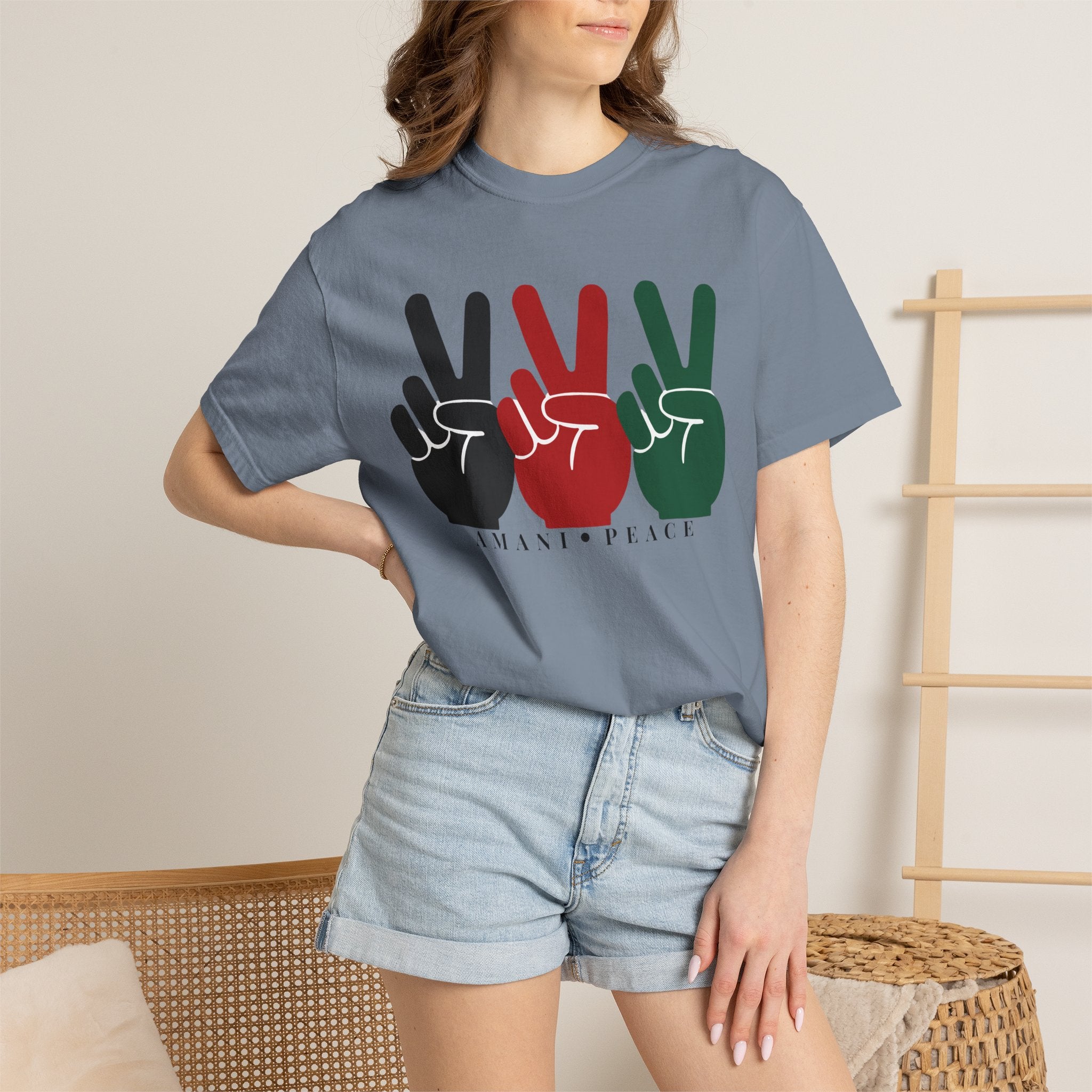 Peace Sign Trio T-Shirt — Black Red Green Retro Vibes