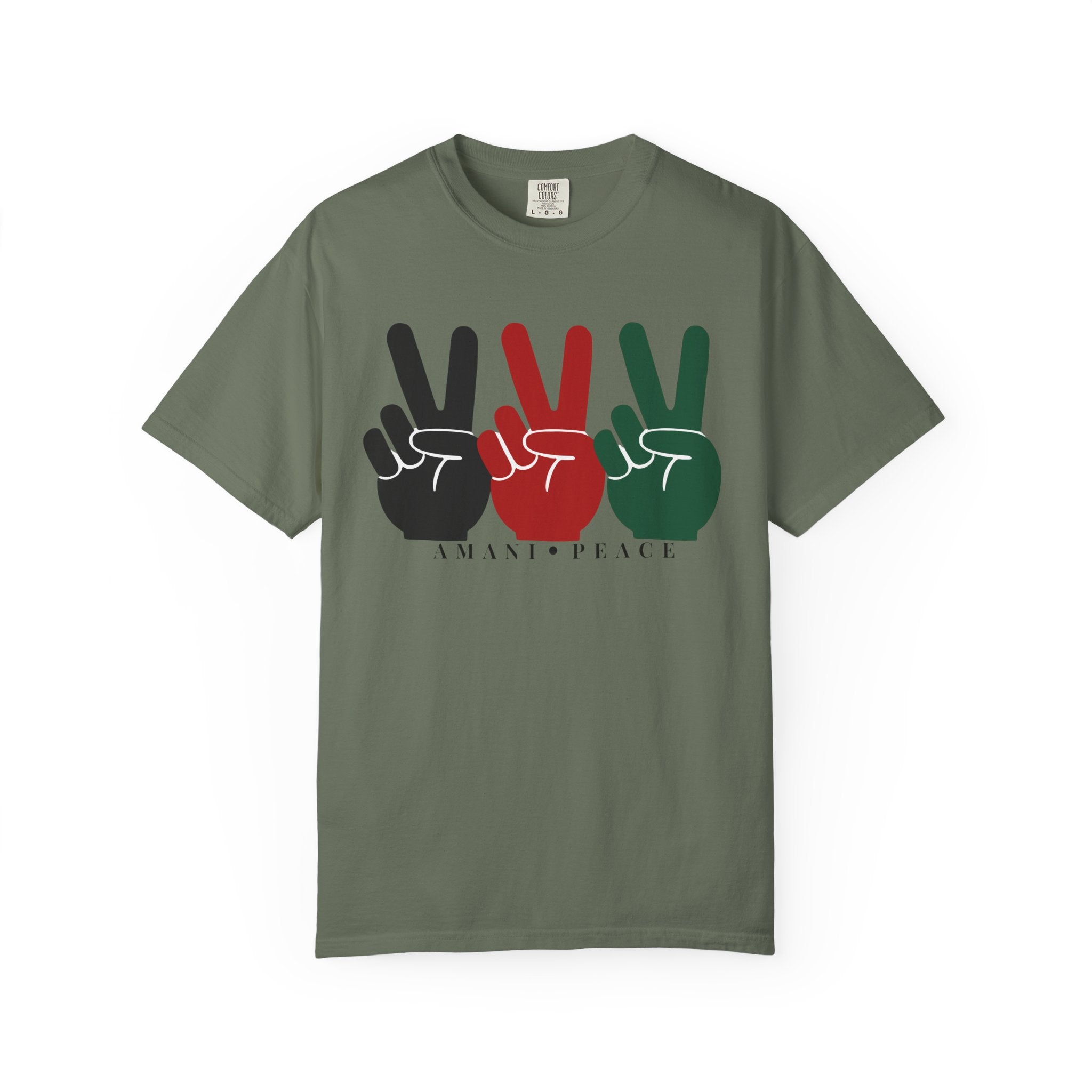 Peace Sign Trio T-Shirt — Black Red Green Retro Vibes