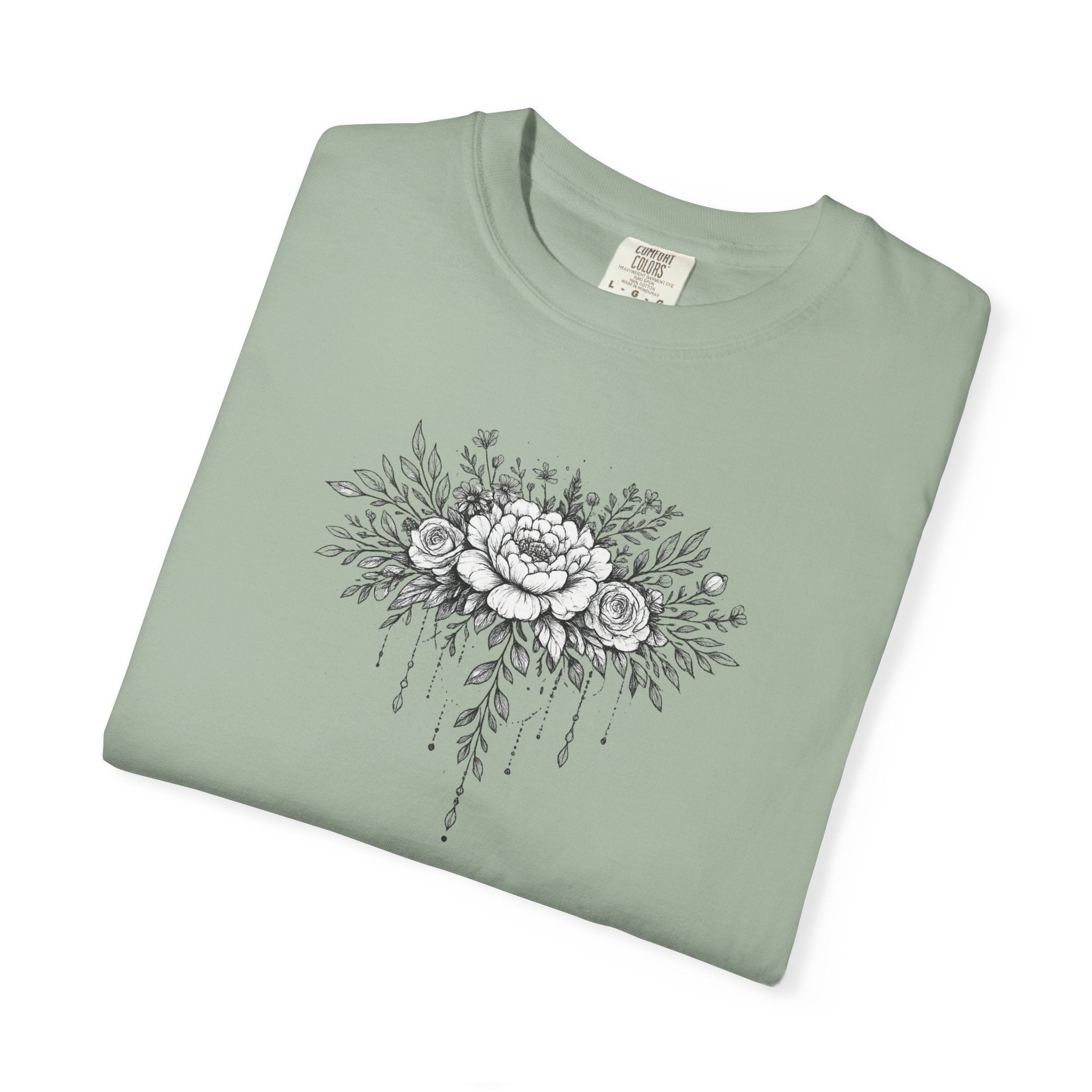 Floral Sketch T-Shirt — Vintage Black Rose Illustration