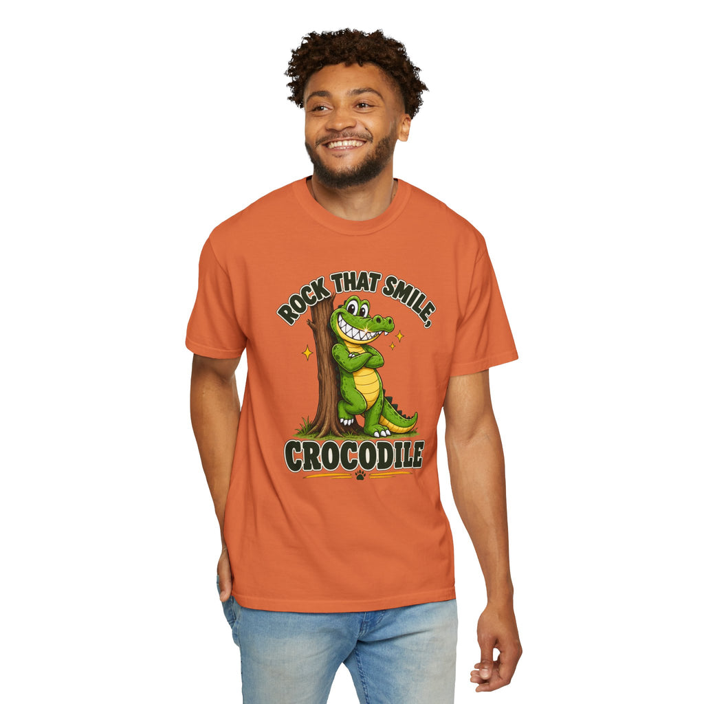 Rock That Smile Crocodile Adult Tee – Fun Graphic Crocodile Shirt