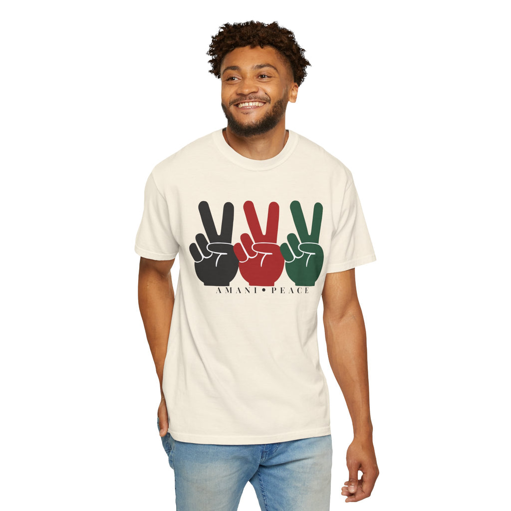 Peace Sign Trio T-Shirt — Black Red Green Retro Vibes