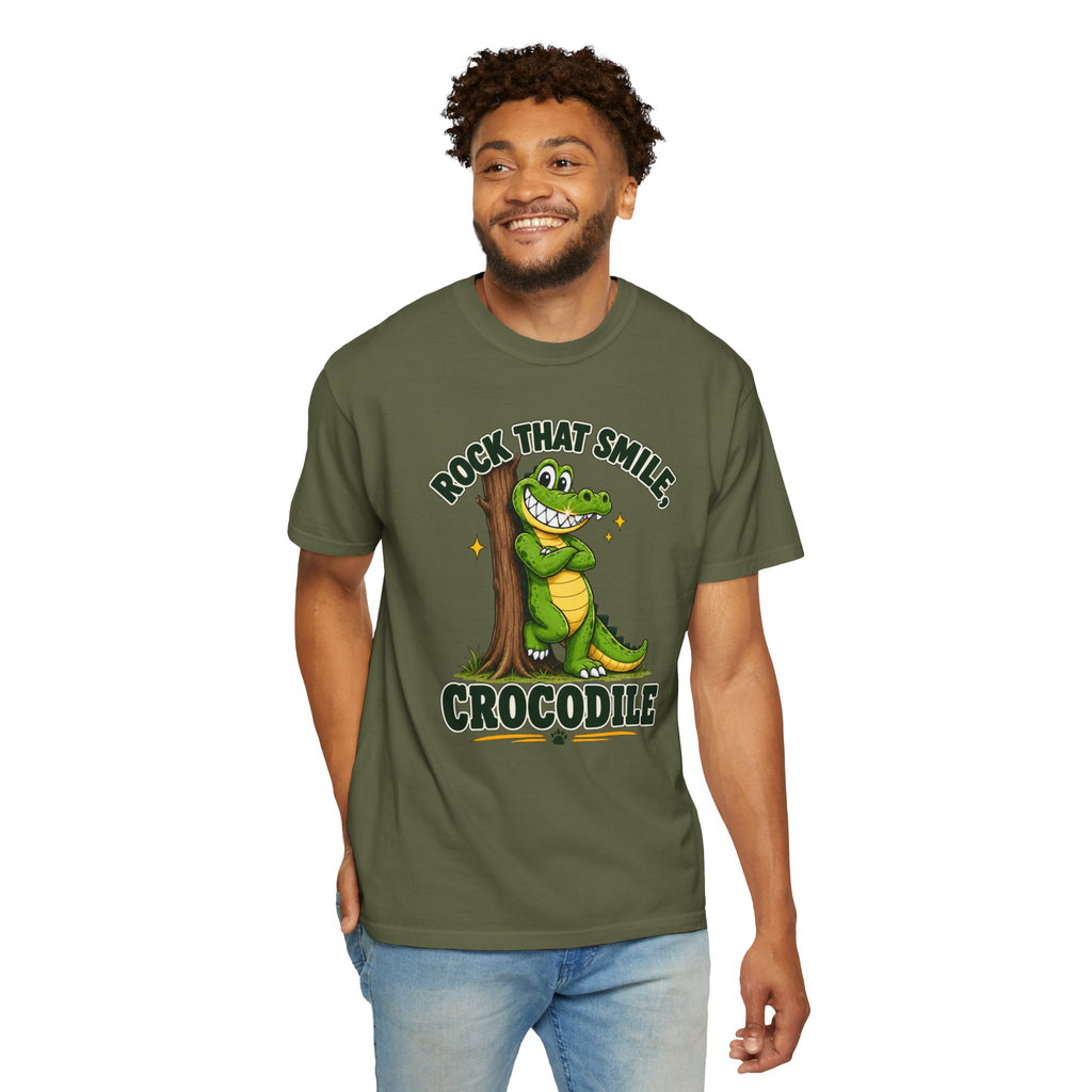 Rock That Smile Crocodile Adult Tee – Fun Graphic Crocodile Shirt