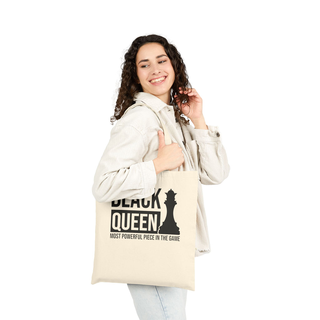 Tote — "Black Queen" Canvas Tote Bag, Empowerment Chess Design