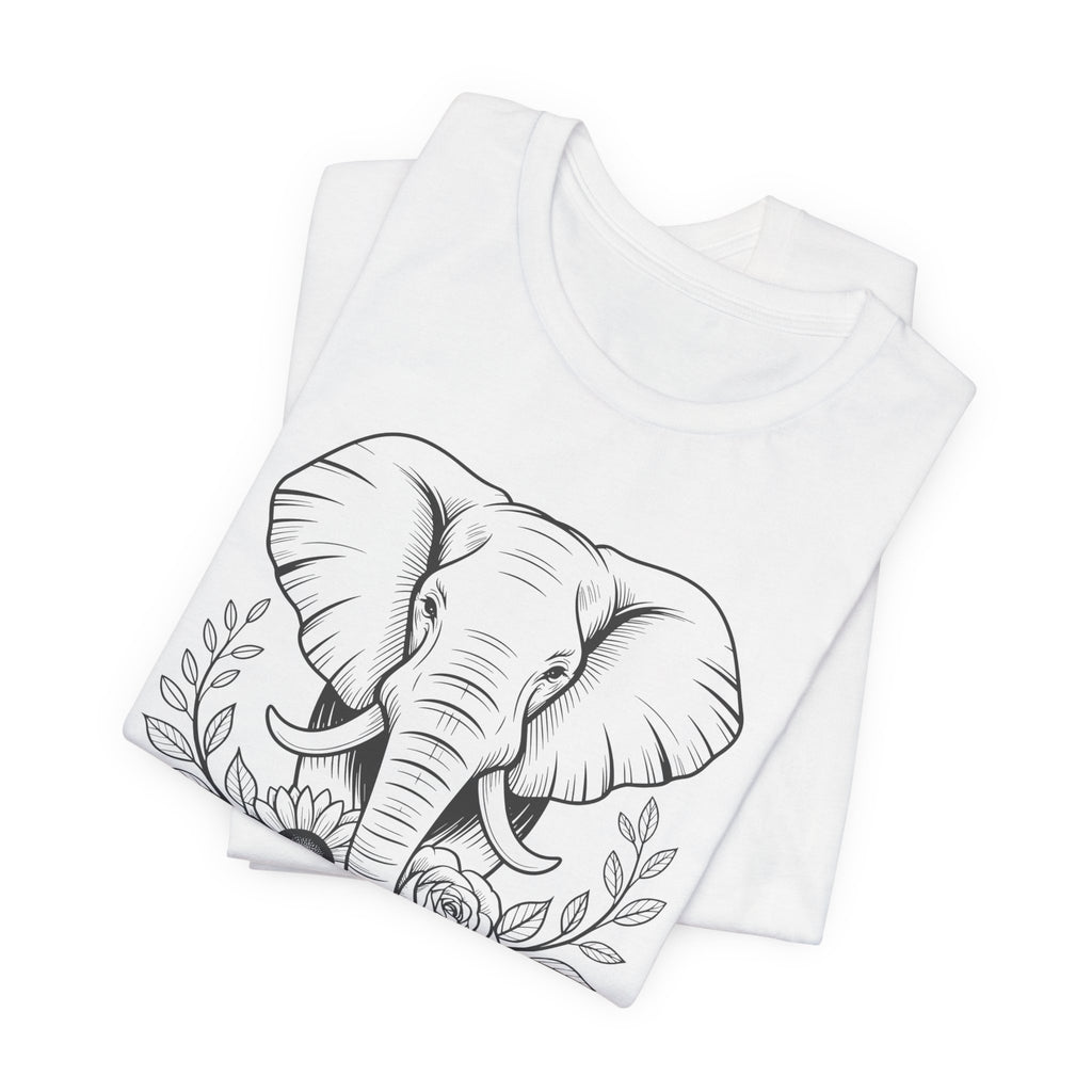 Elephant & Floral Strength T-Shirt — "Strength Meets Beauty"
